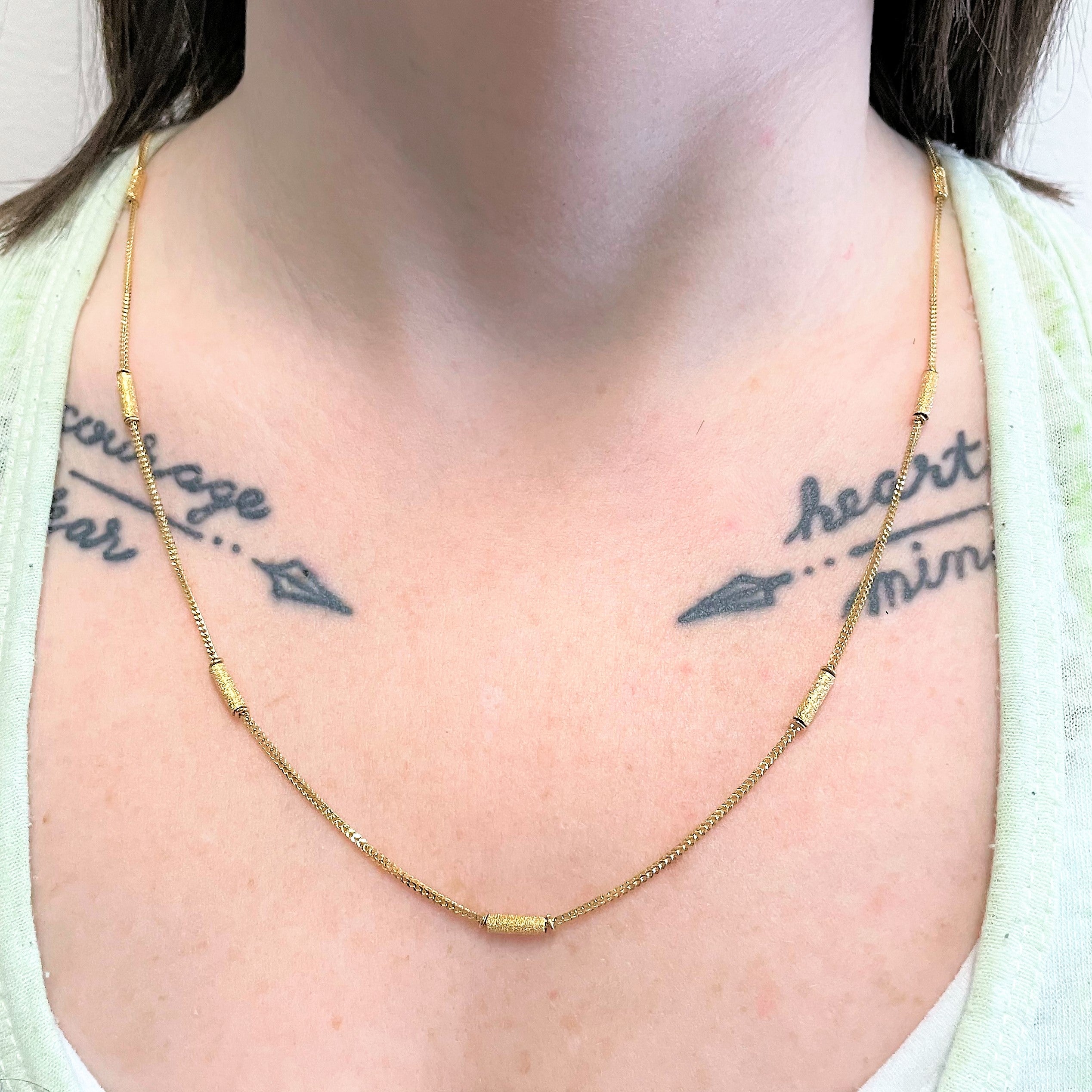 21k Yellow Gold Dot Dash Chain | 25" |