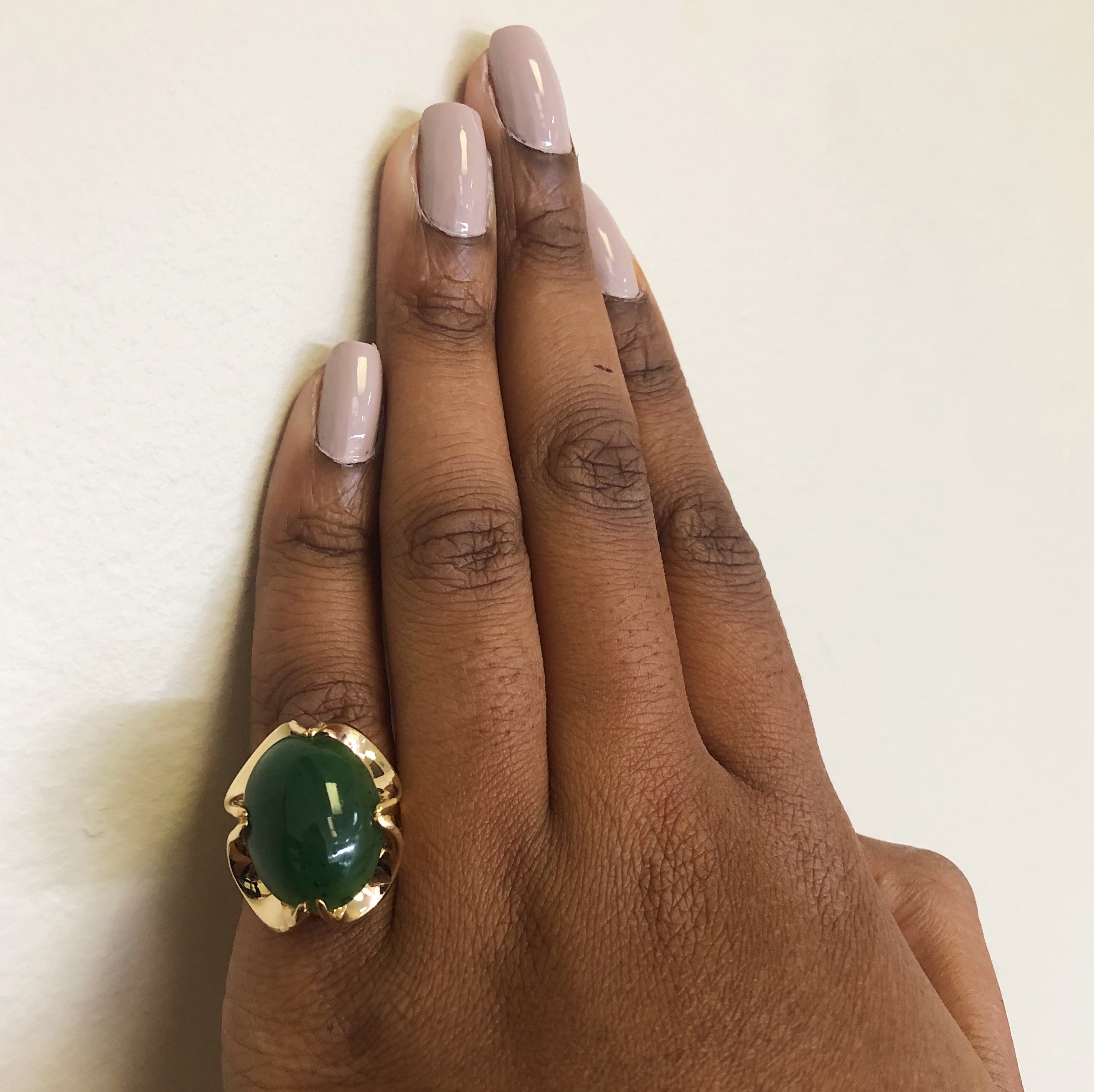 Oval Cabochon Nephrite Jade Cocktail Ring | 16.00ct | SZ 6 |