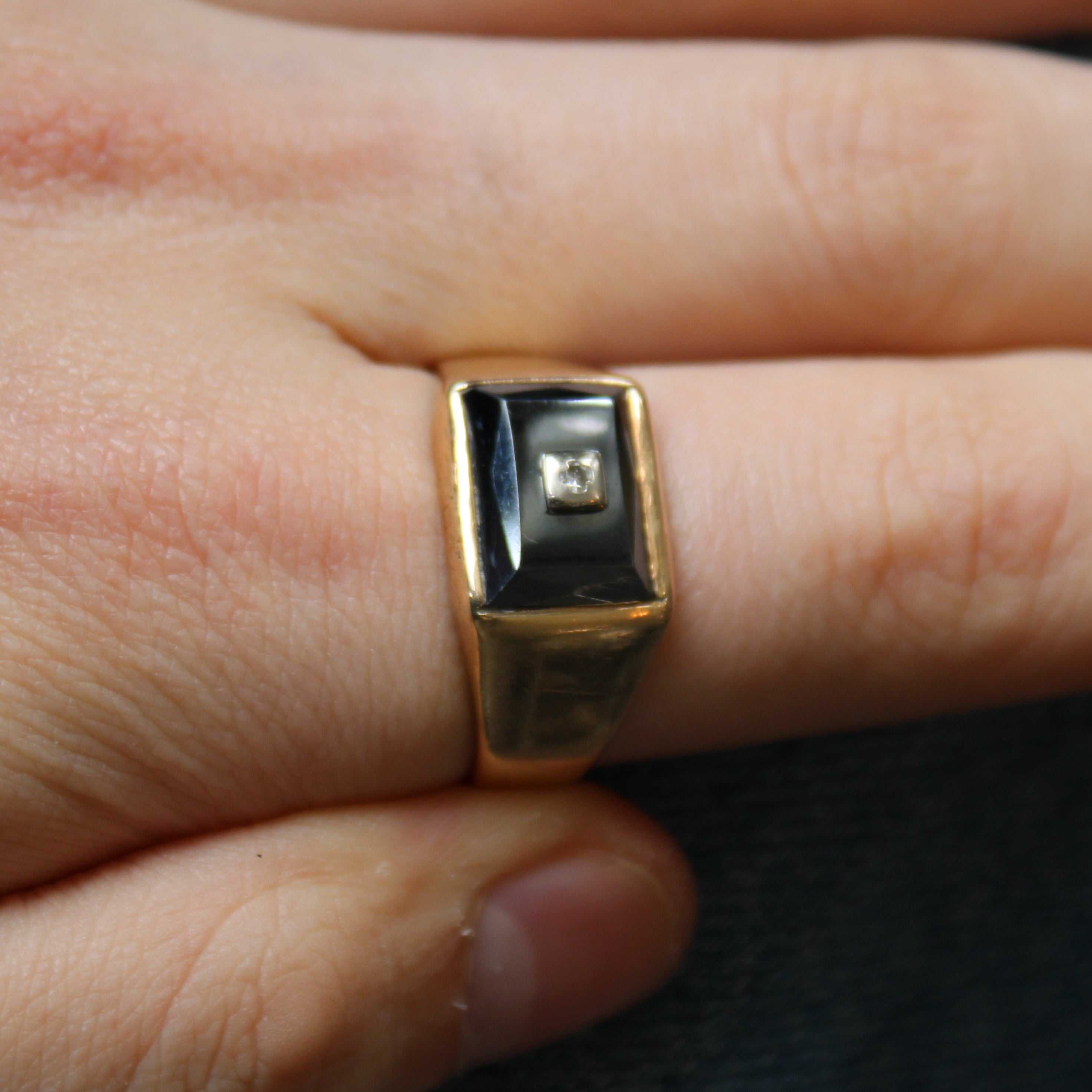 Square Hematite & Diamond Ring | 7.00ct, 0.03ct | SZ 12.5 |