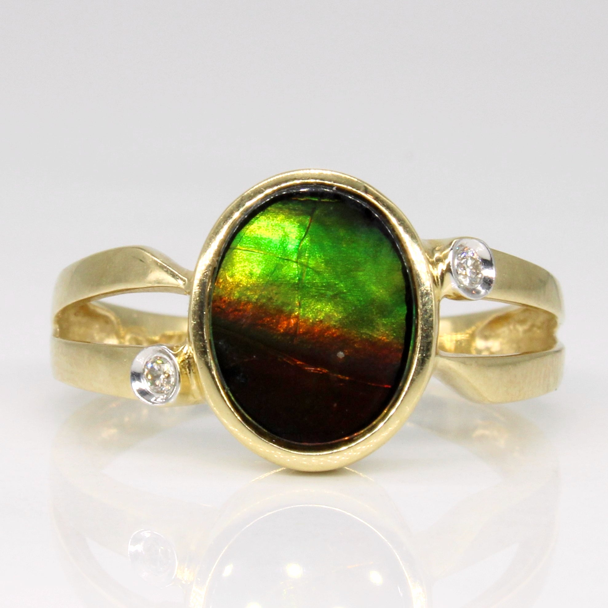 Ammolite & Diamond Ring | 0.50ct, 0.03ctw | SZ 8 |