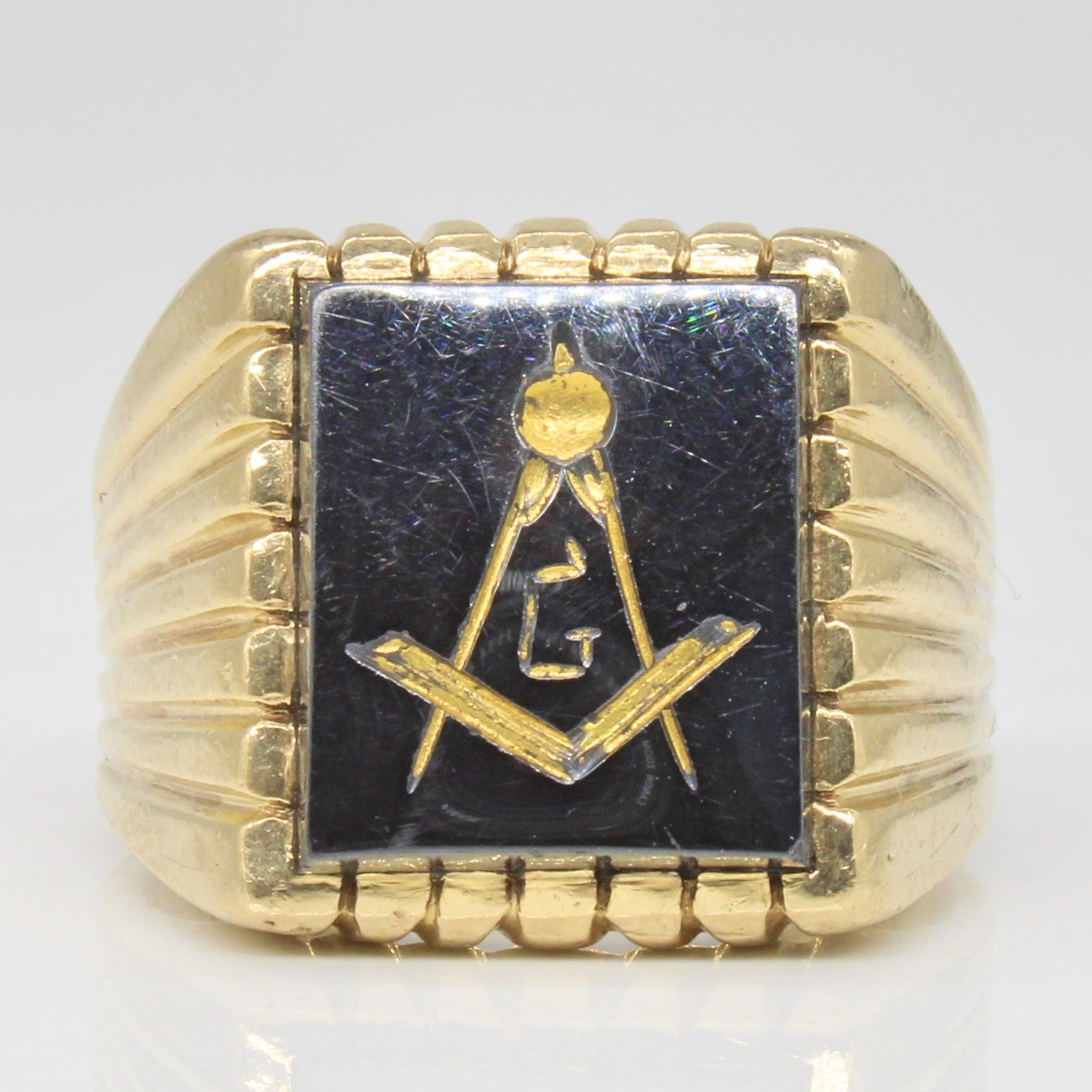 Masonic Hematite Ring | 6.50ct | SZ 9.25 |