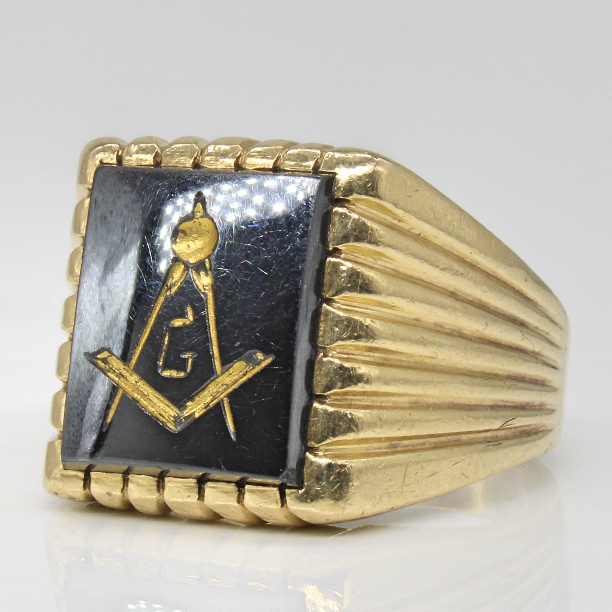 Masonic Hematite Ring | 6.50ct | SZ 9.25 |