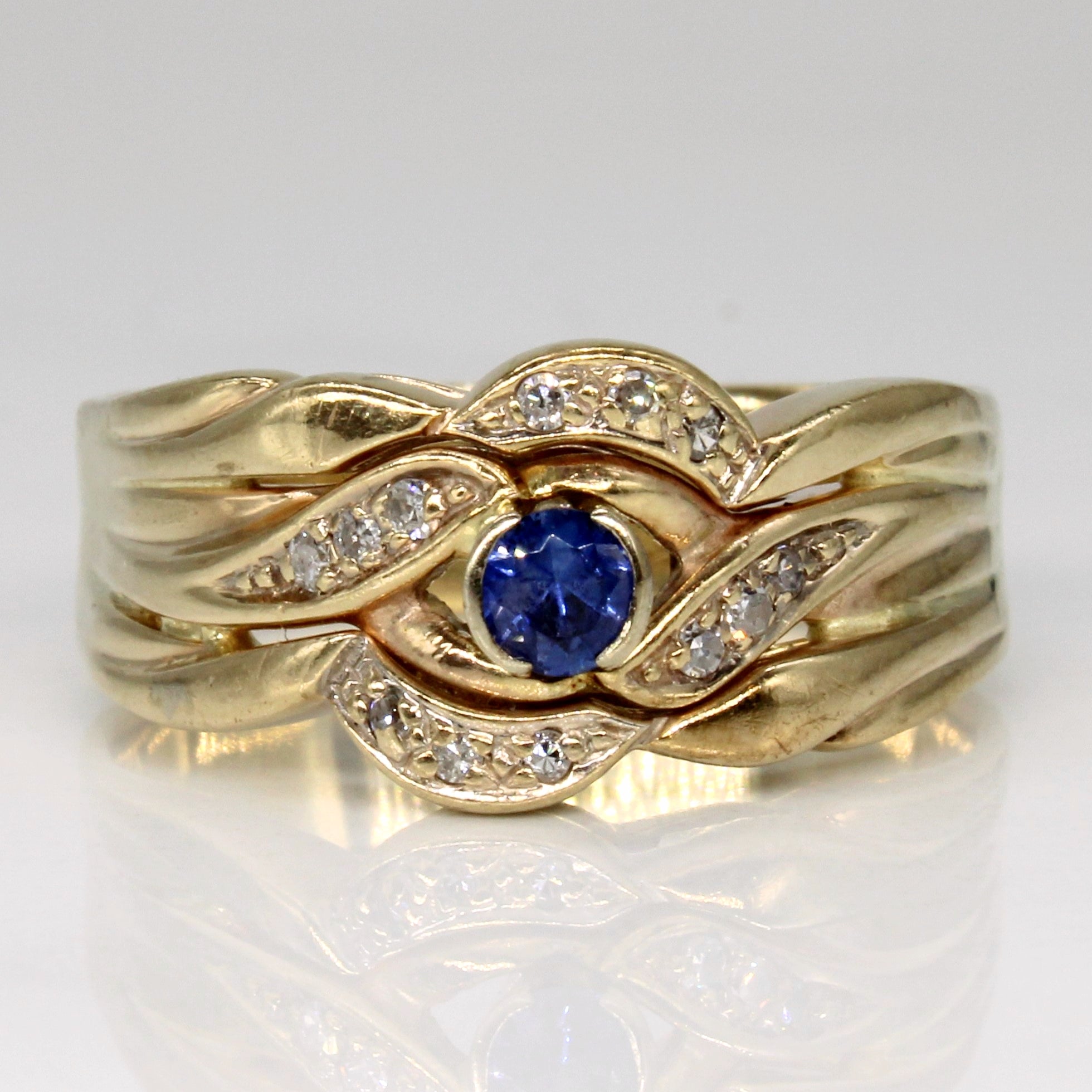 Synthetic Sapphire & Diamond Ring | 0.23ct, 0.09ctw | SZ 10.5 |