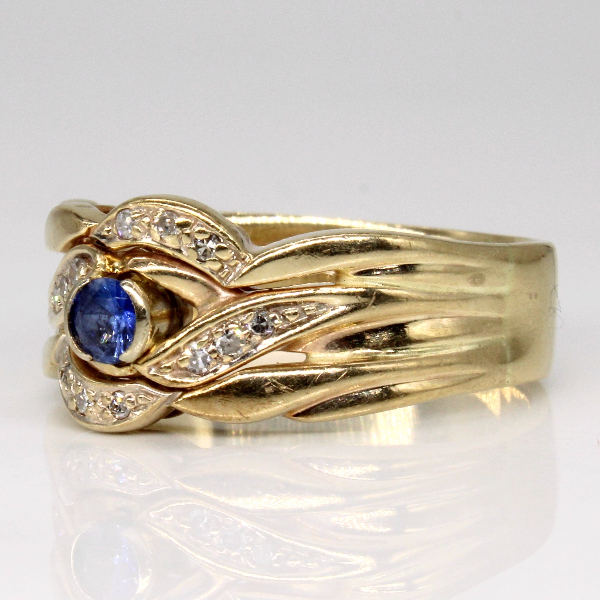 Synthetic Sapphire & Diamond Ring | 0.23ct, 0.09ctw | SZ 10.5 |