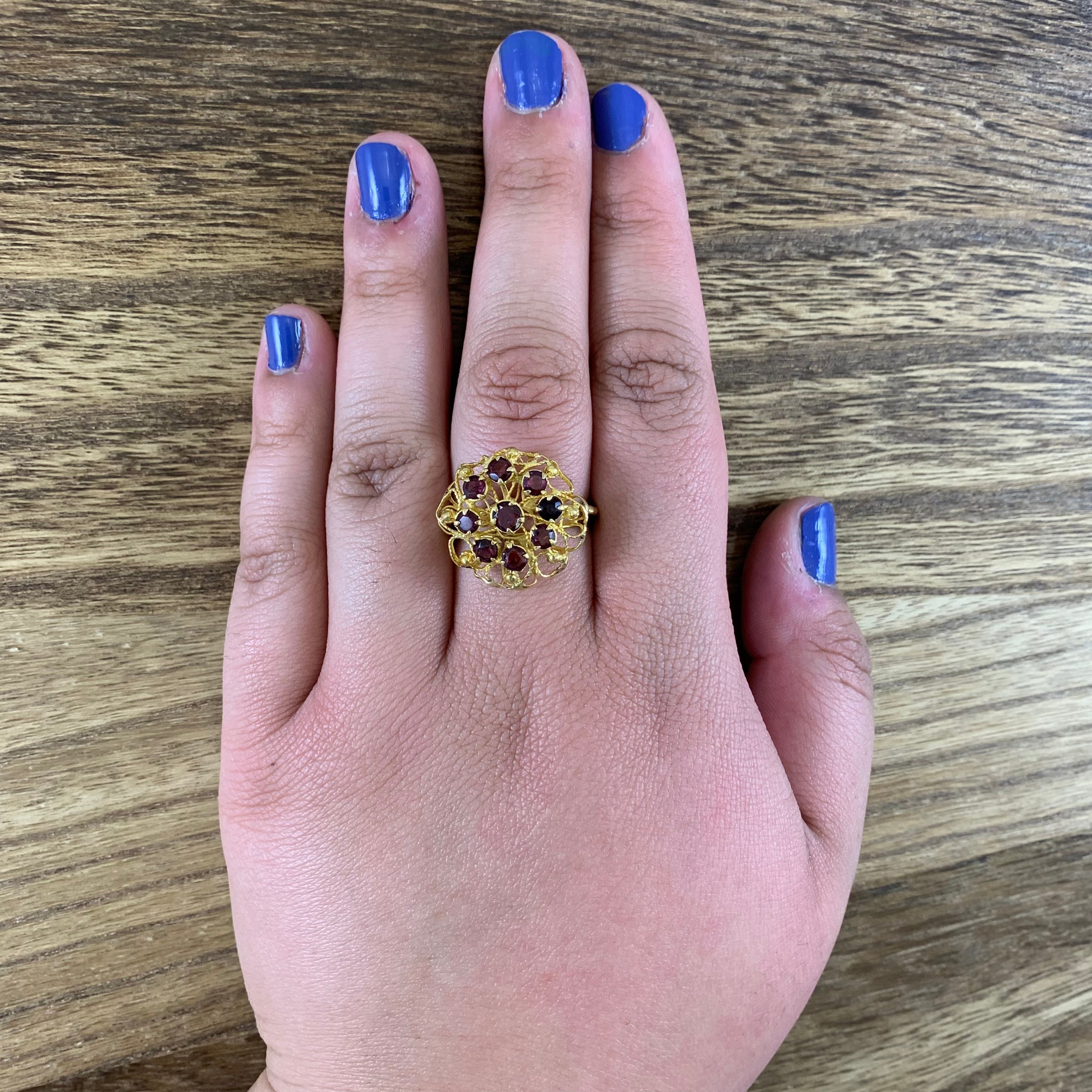Garnet Filigree Cocktail Ring | 2.00ctw | SZ 9.5 |