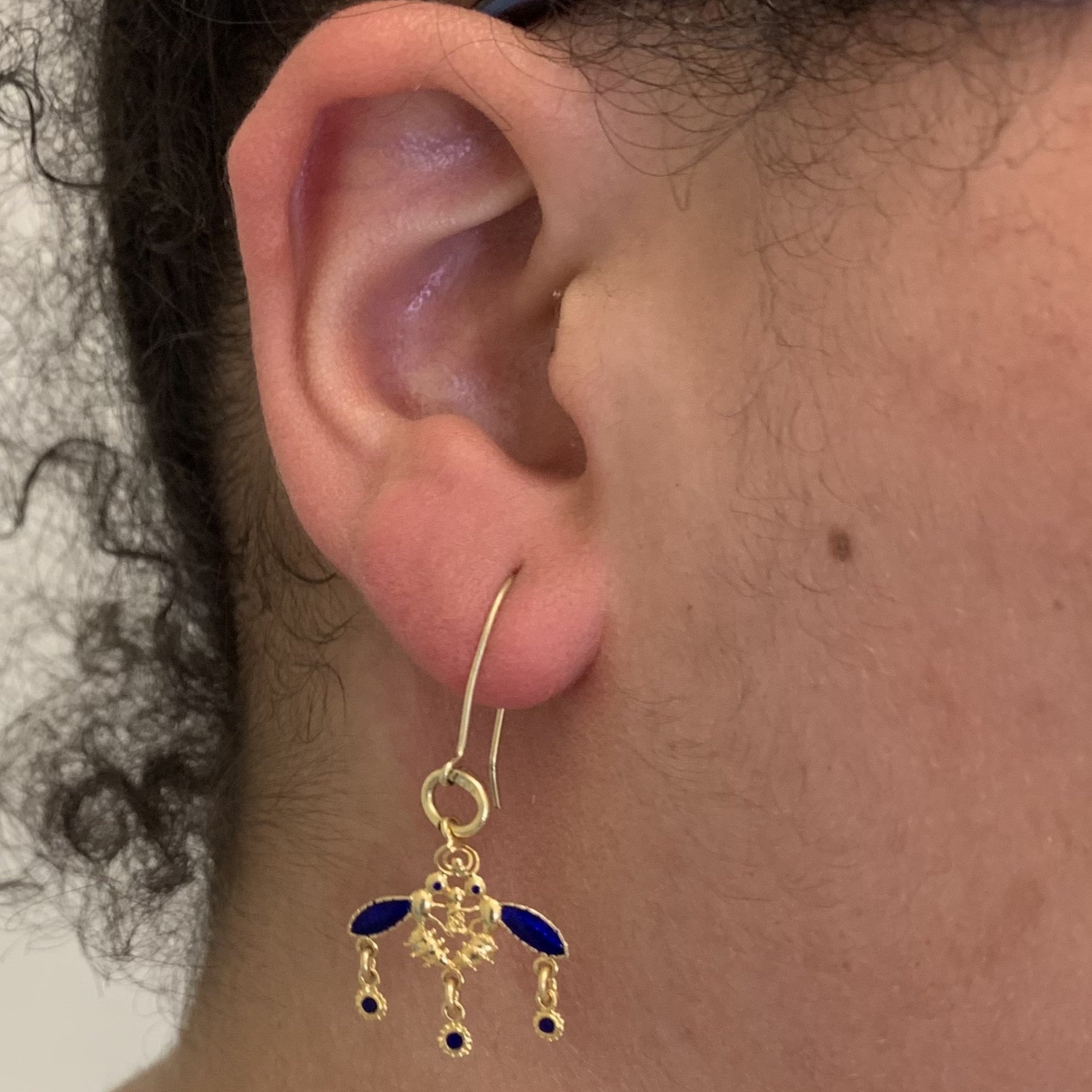 Enamelled Ant Drop Earrings |