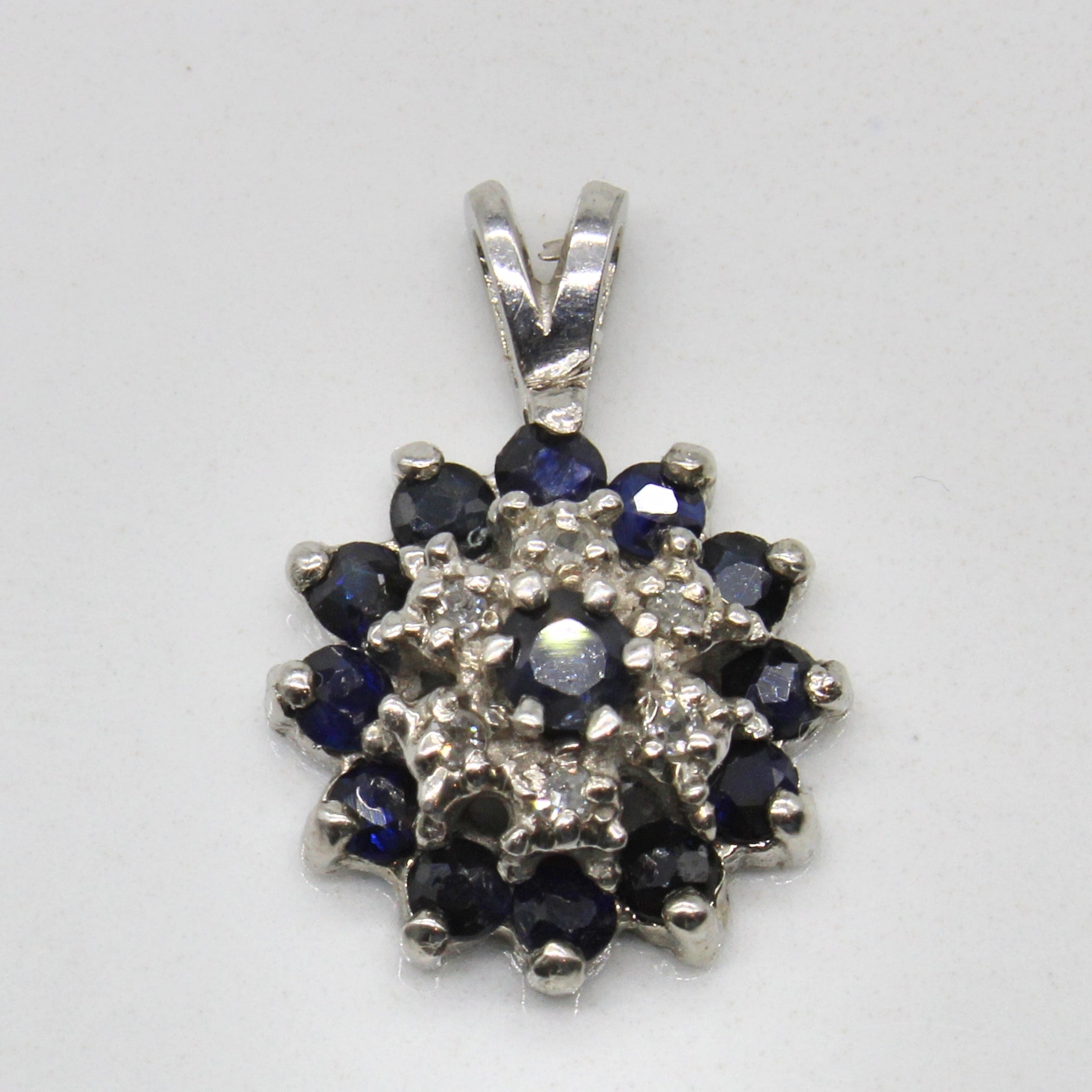 Sapphire & Diamond Cluster Pendant | 1.45ctw, 0.04ctw |