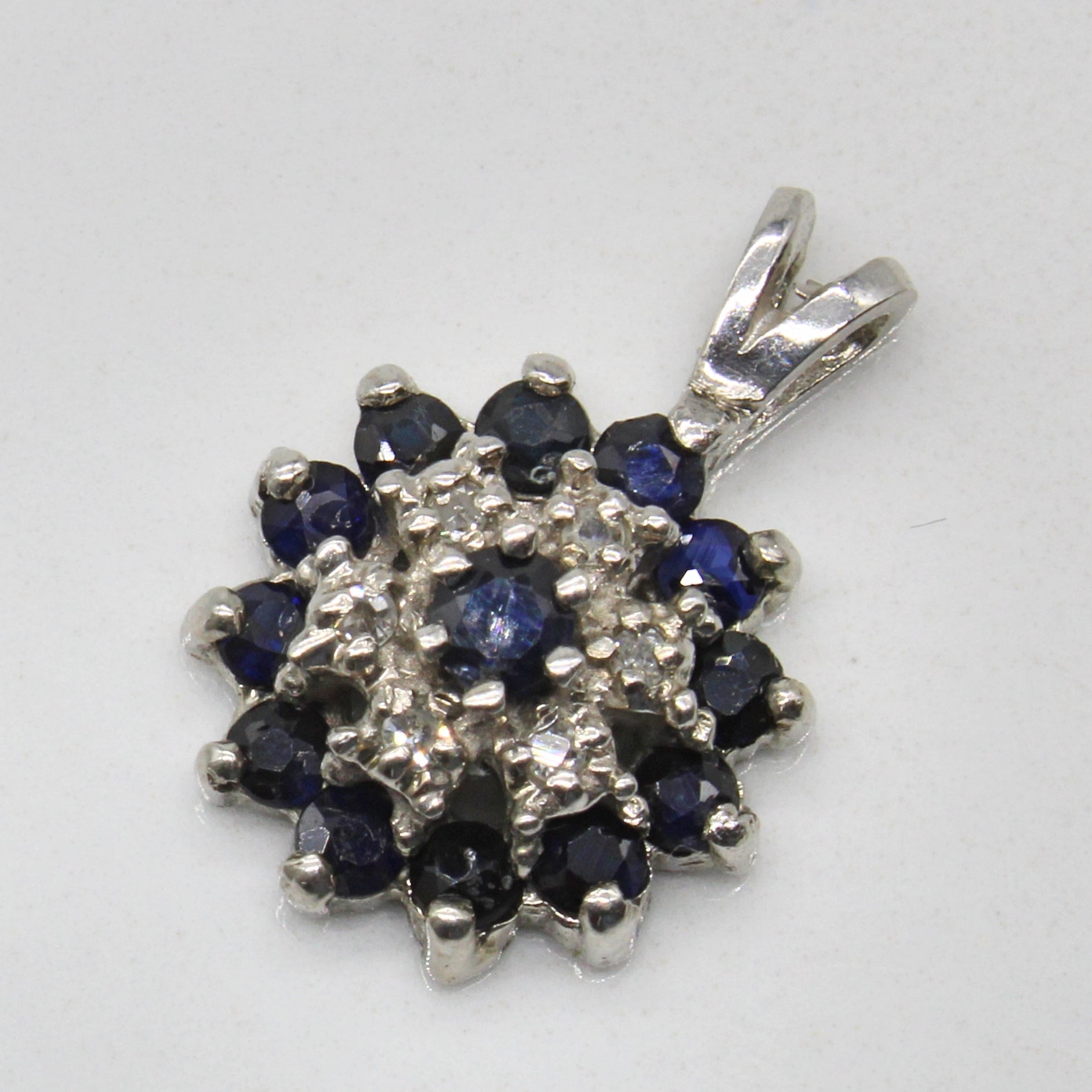 Sapphire & Diamond Cluster Pendant | 1.45ctw, 0.04ctw |
