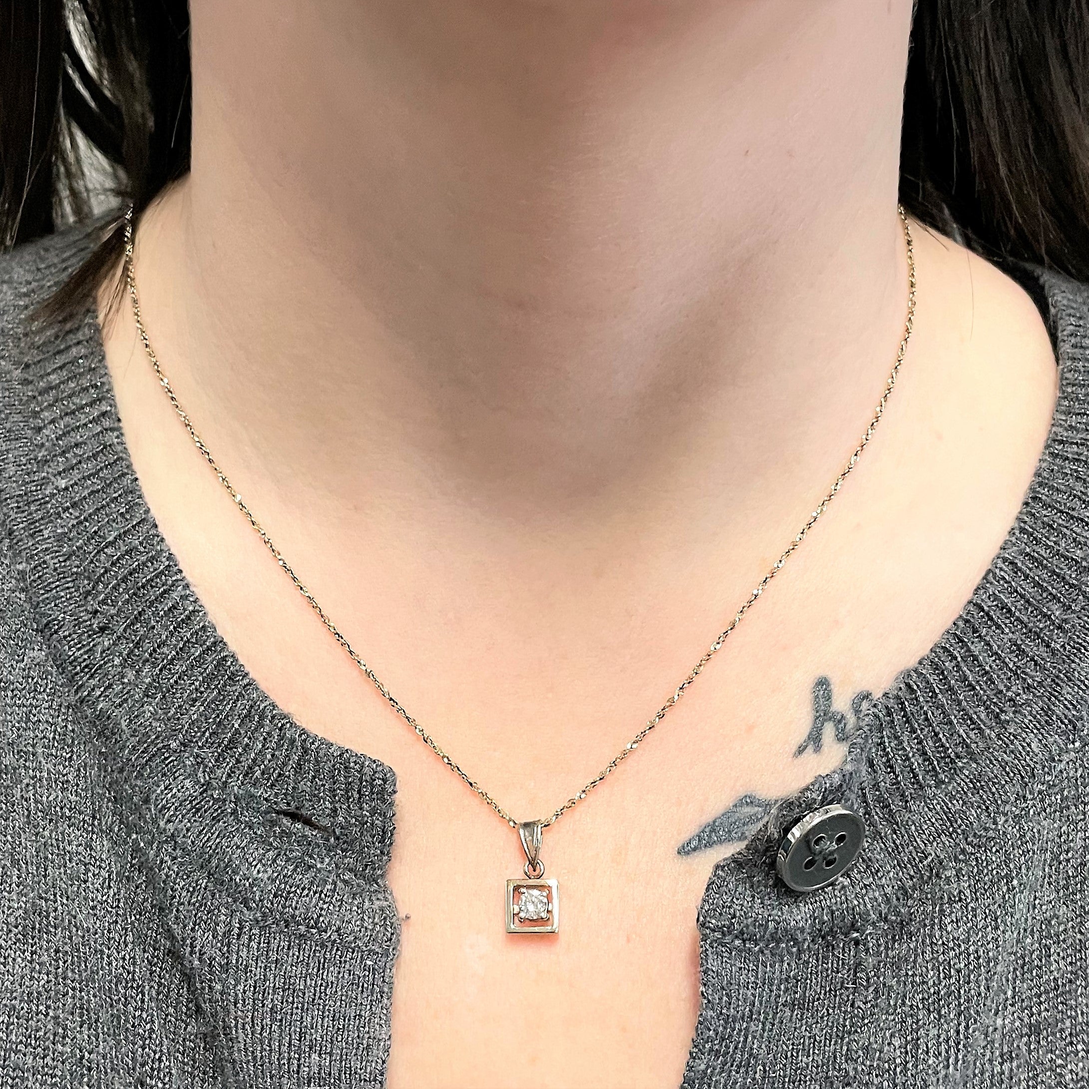 Solitaire Diamond Necklace | 0.21ct | 19" |