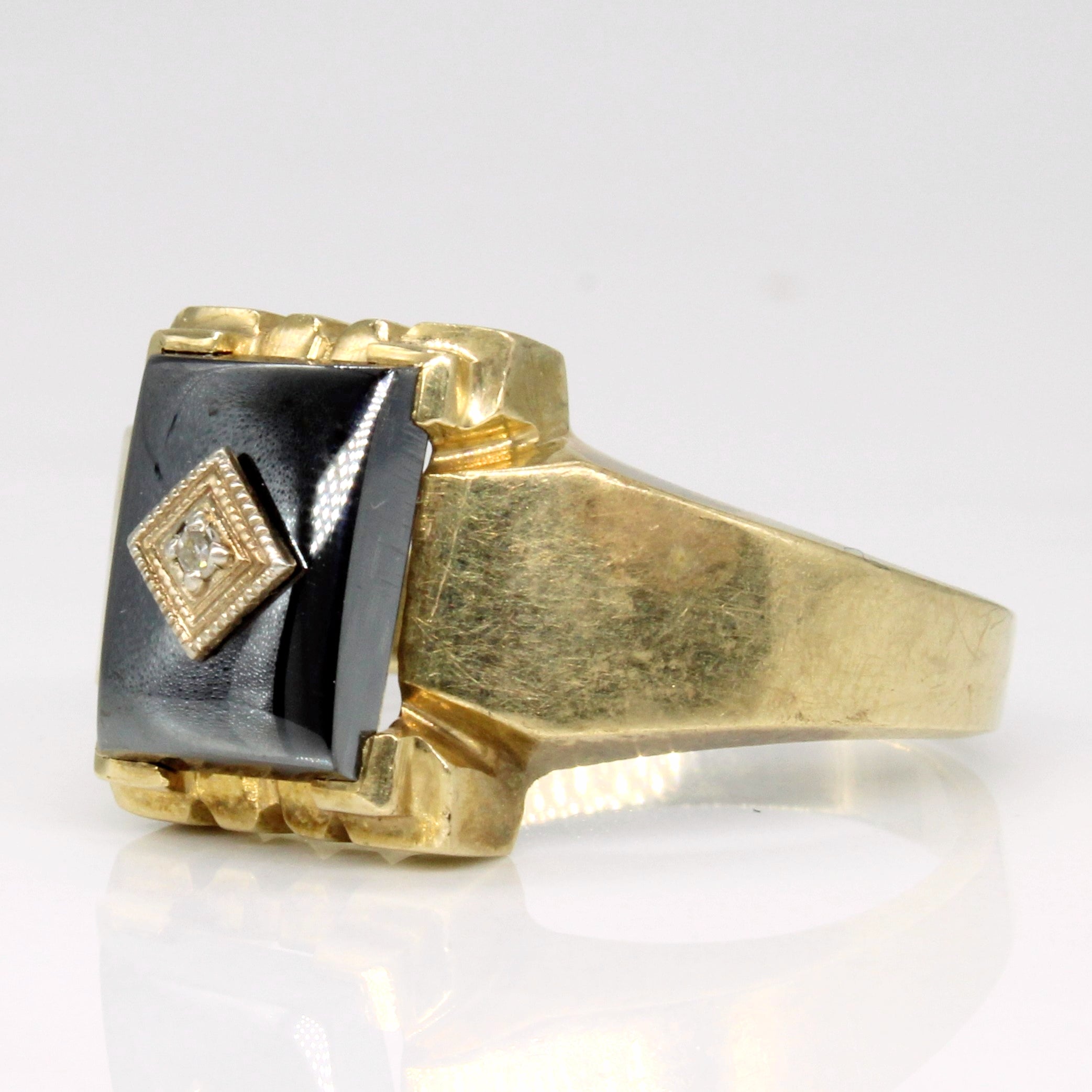Hematite & Diamond Ring | 2.65ct, 0.01ct | SZ 9.75 |