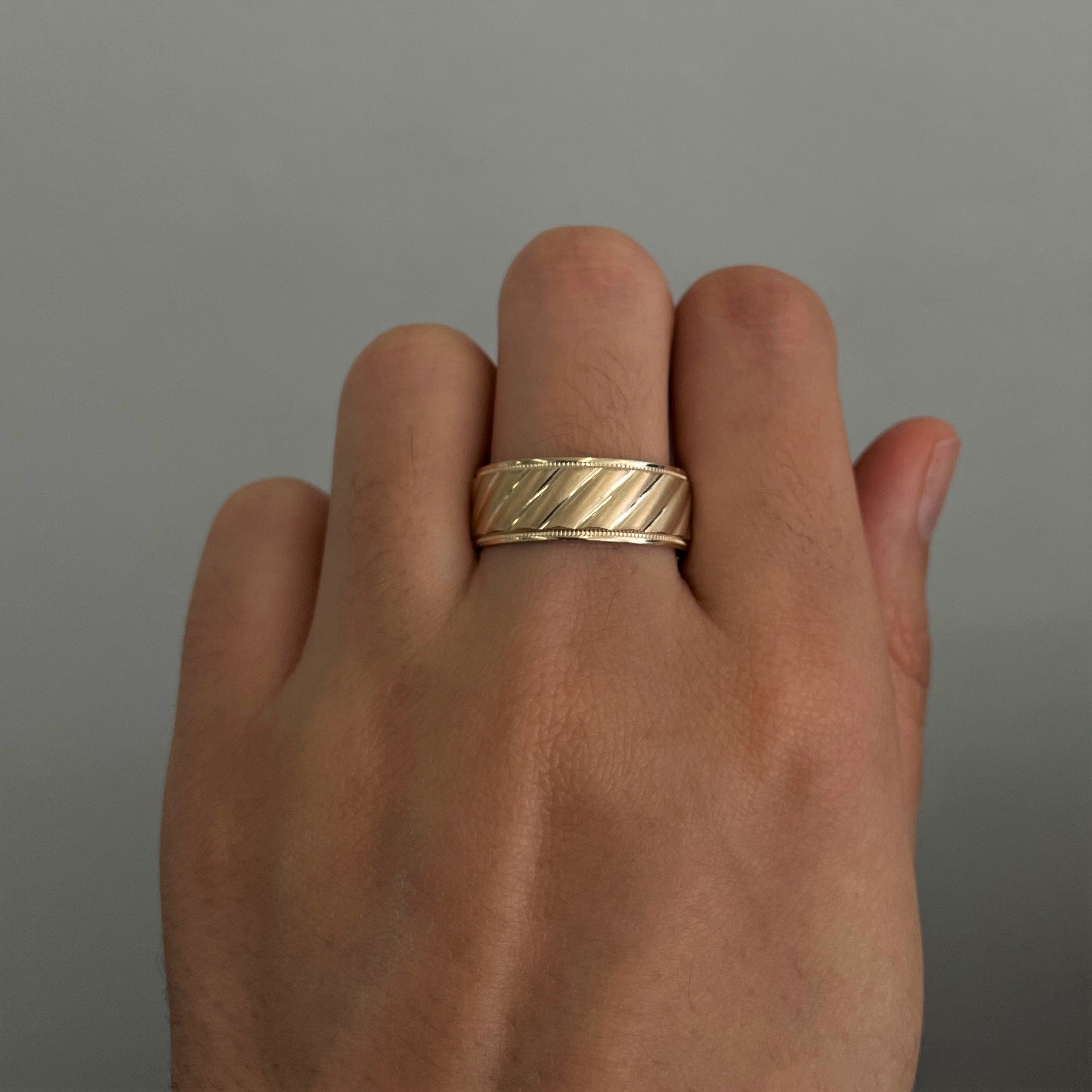 Milgrain Diagonal Patterned Gold Band | SZ 9.75 |