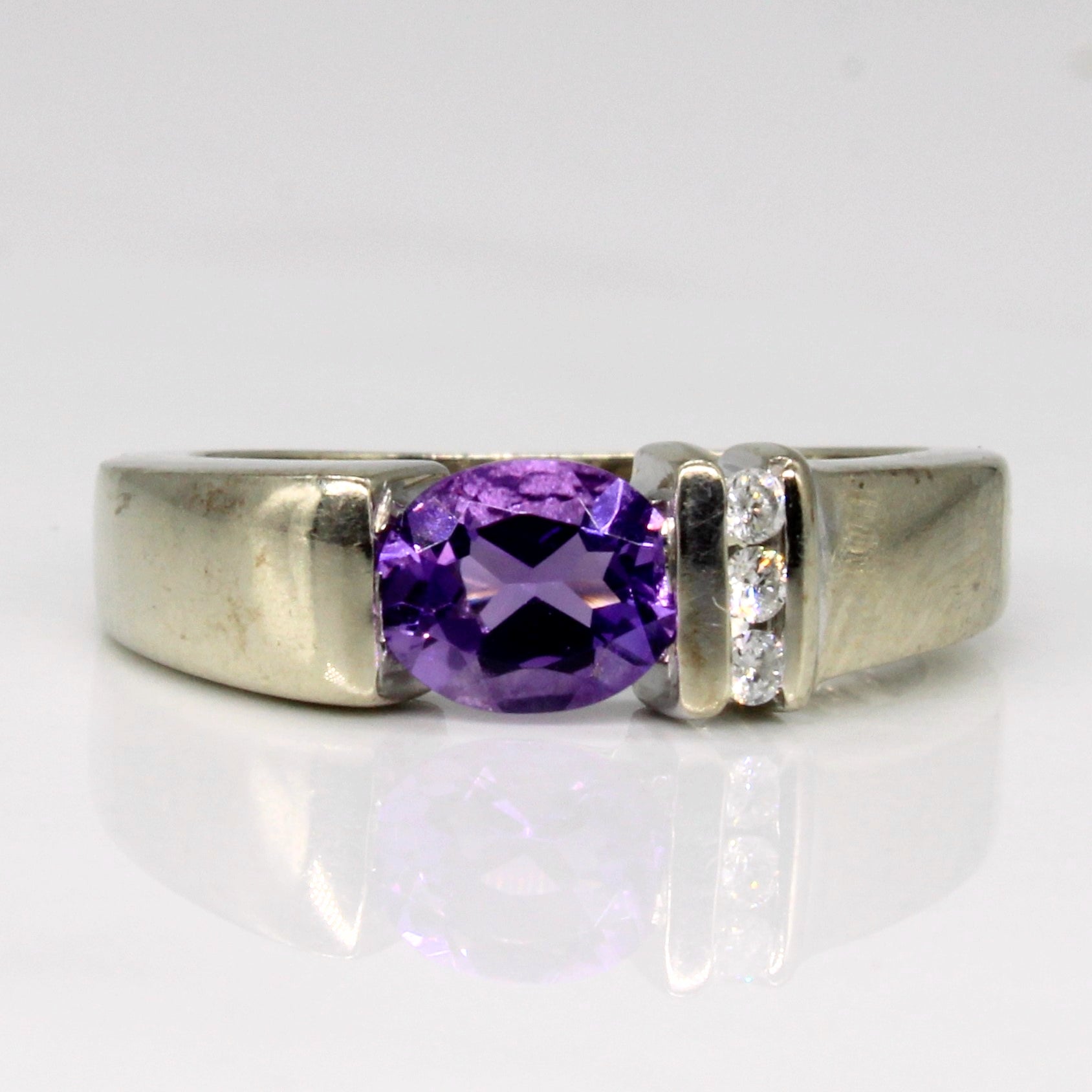 Tension Set Amethyst & Diamond Ring | 0.52ct, 0.03ctw | SZ 4.25 |