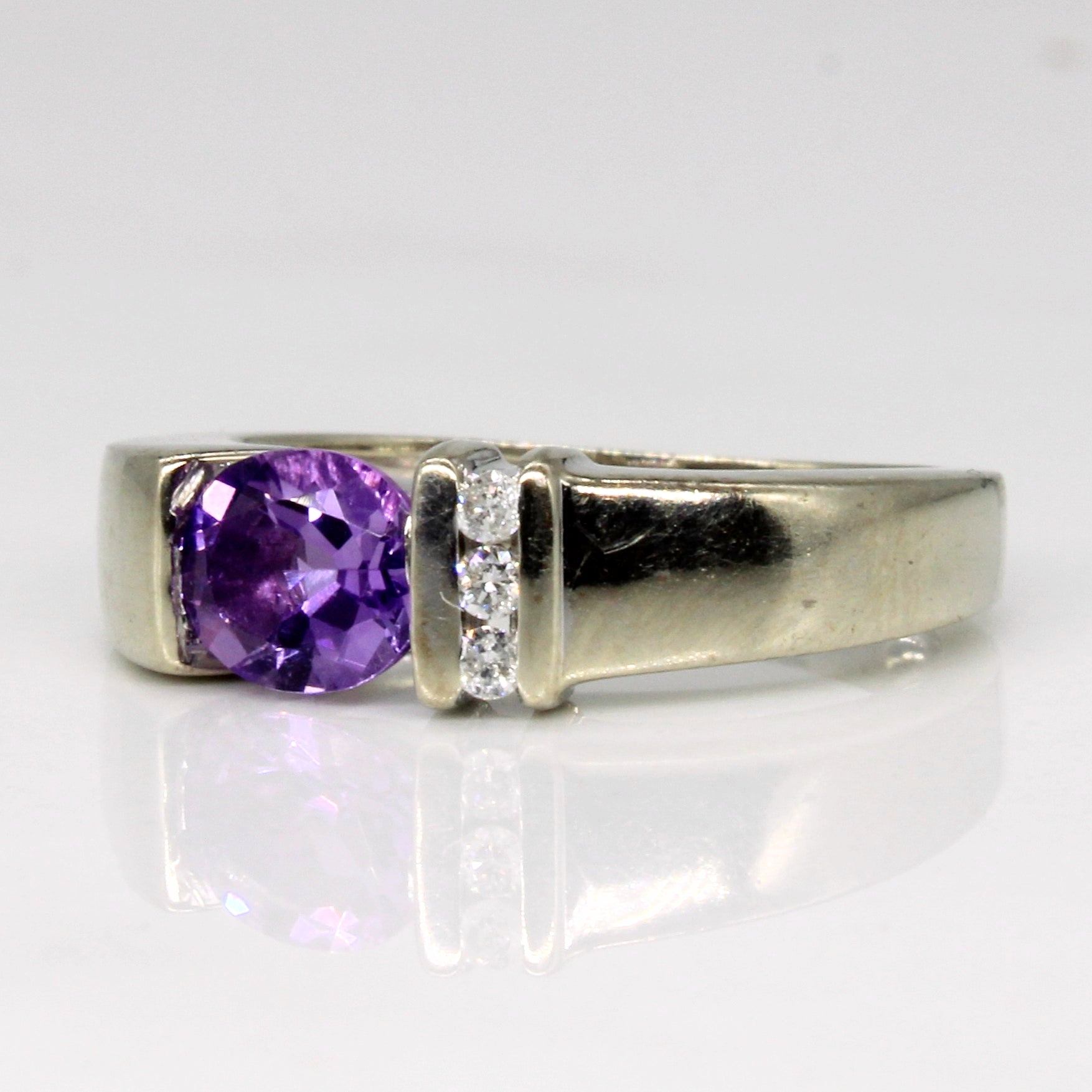 Tension Set Amethyst & Diamond Ring | 0.52ct, 0.03ctw | SZ 4.25 |