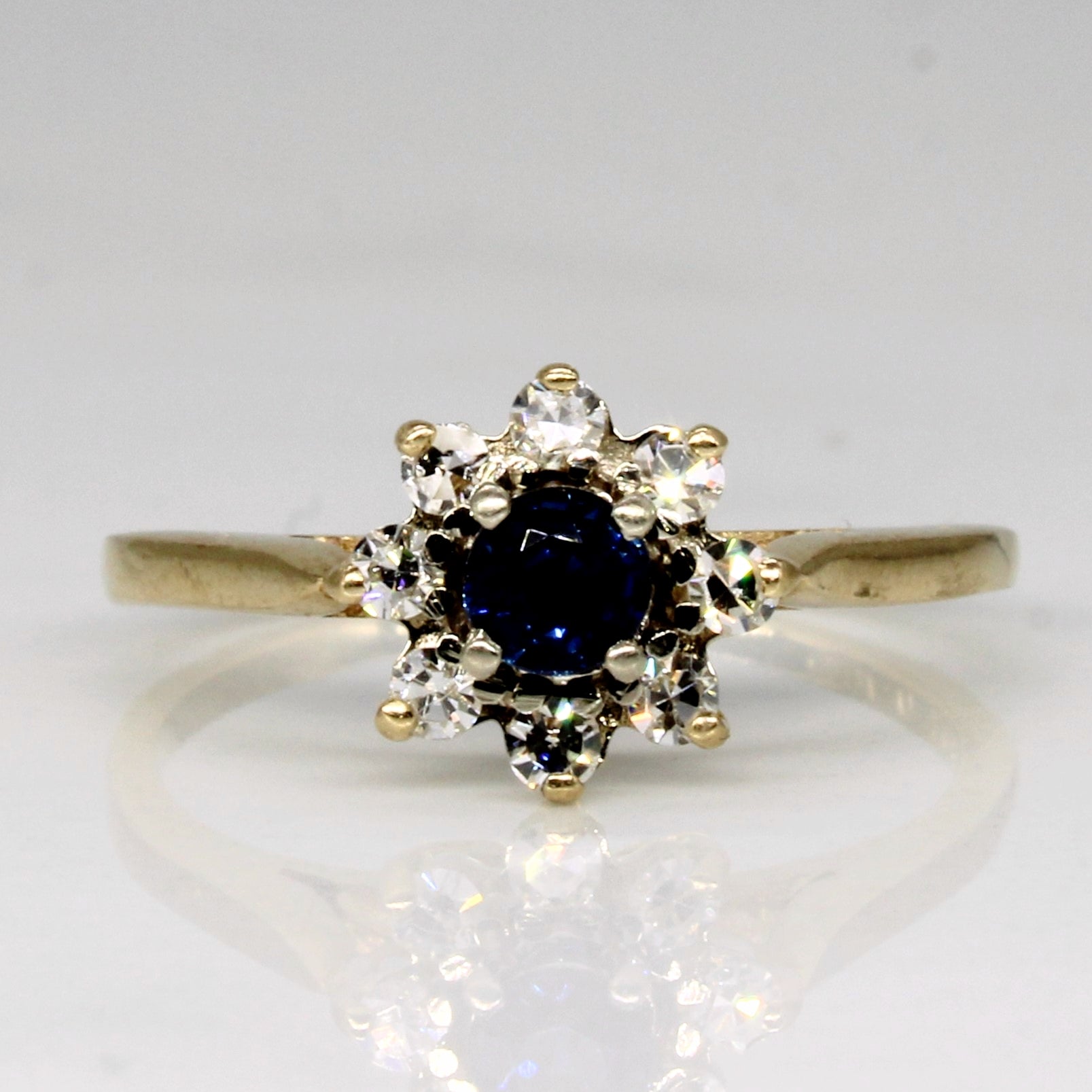 Petite High Set Sapphire & Diamond Ring | 0.17ct, 0.16ctw | SZ 5 |