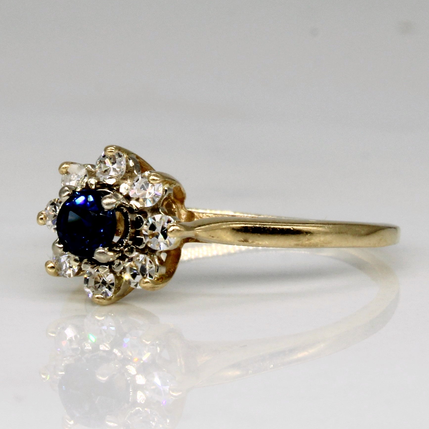 Petite High Set Sapphire & Diamond Ring | 0.17ct, 0.16ctw | SZ 5 |