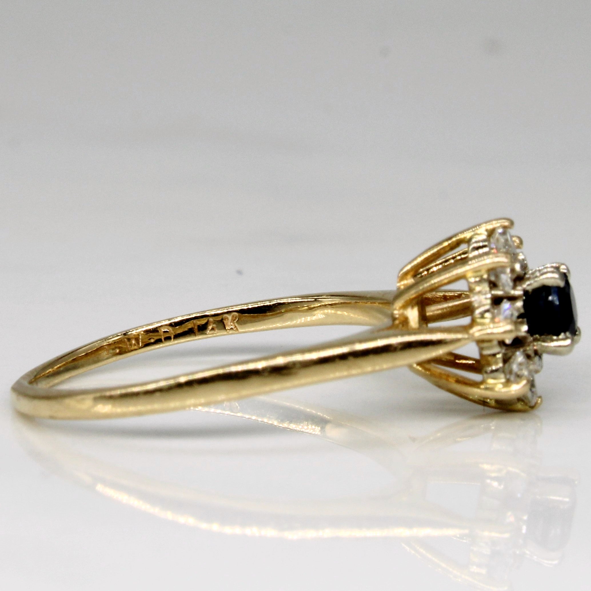 Petite High Set Sapphire & Diamond Ring | 0.17ct, 0.16ctw | SZ 5 |
