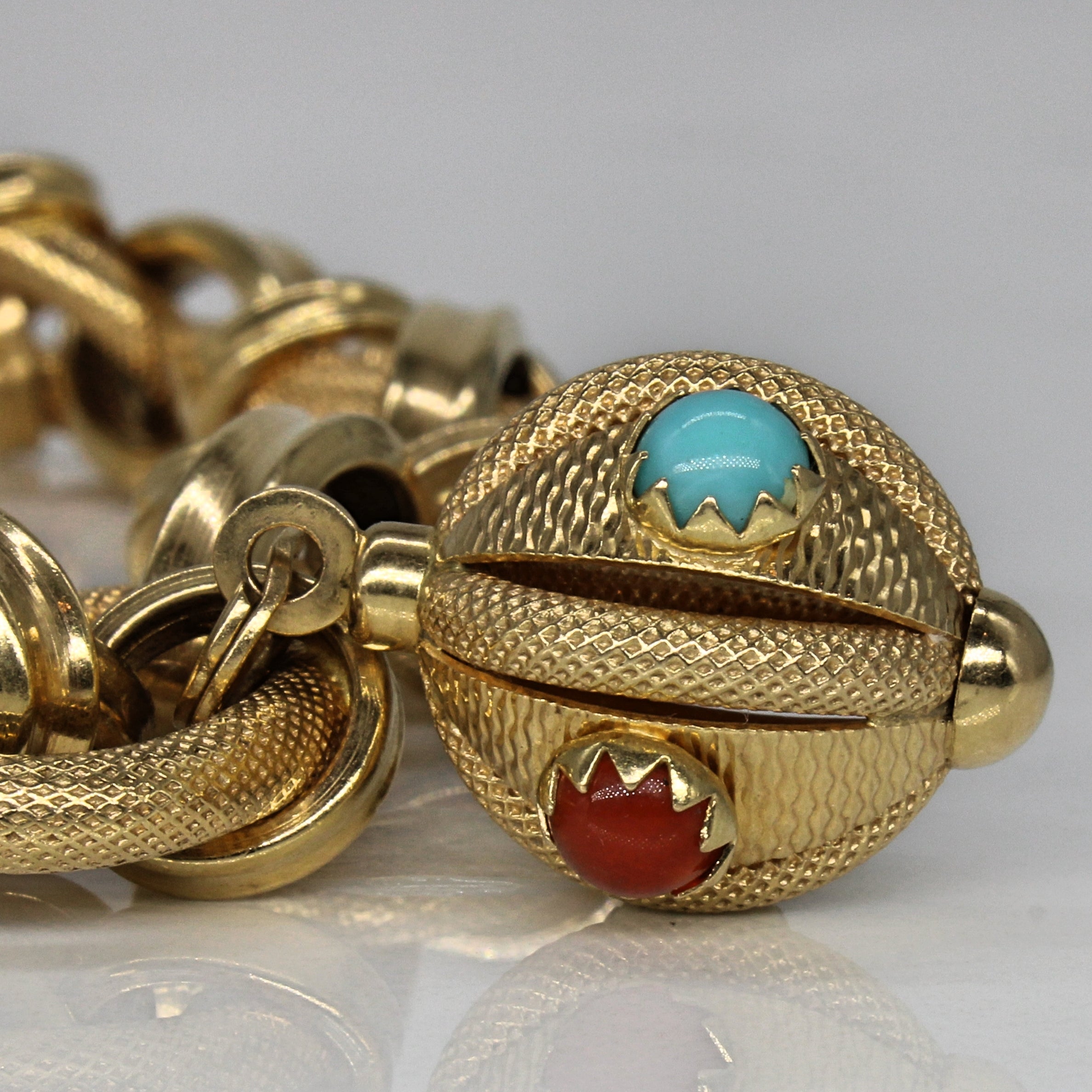 Etruscan Revival Style Agate & Turquoise Bracelet | 2.40ctw | 9" |