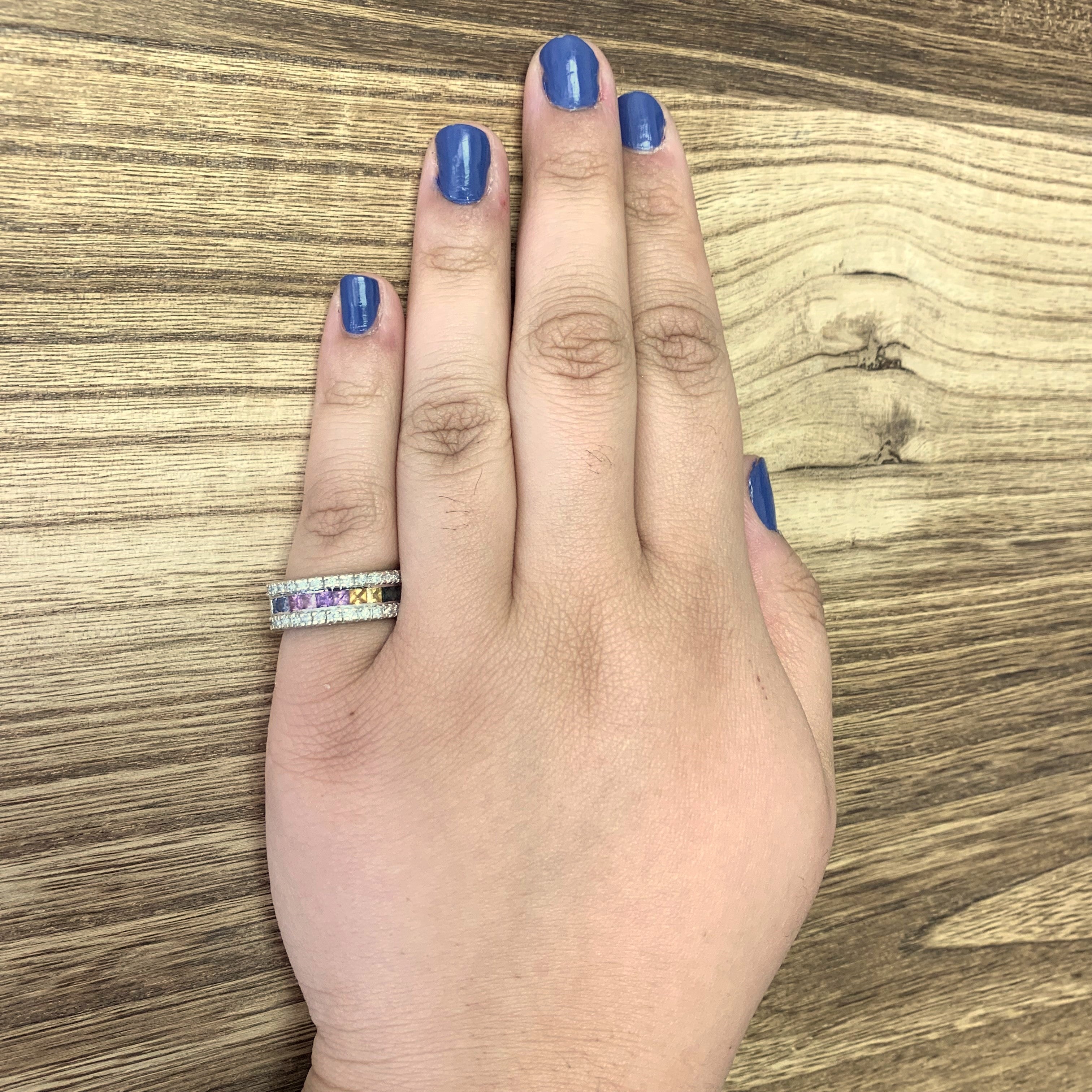 Multi Colour Sapphire & Diamond Ring | 3.00ctw, 0.26ctw | SZ 7 |