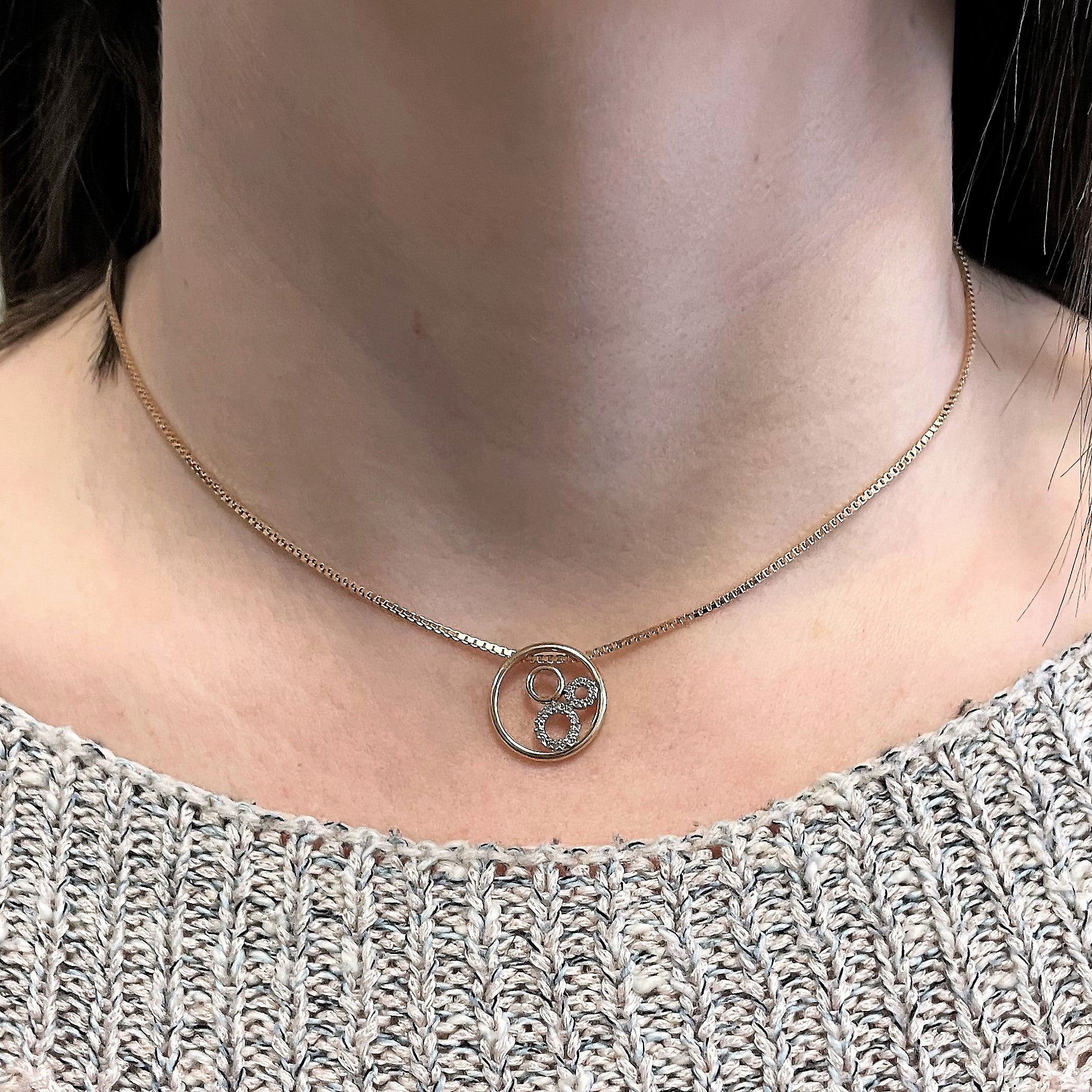 Pave Diamond Circle Necklace | 0.13ctw | 16" |