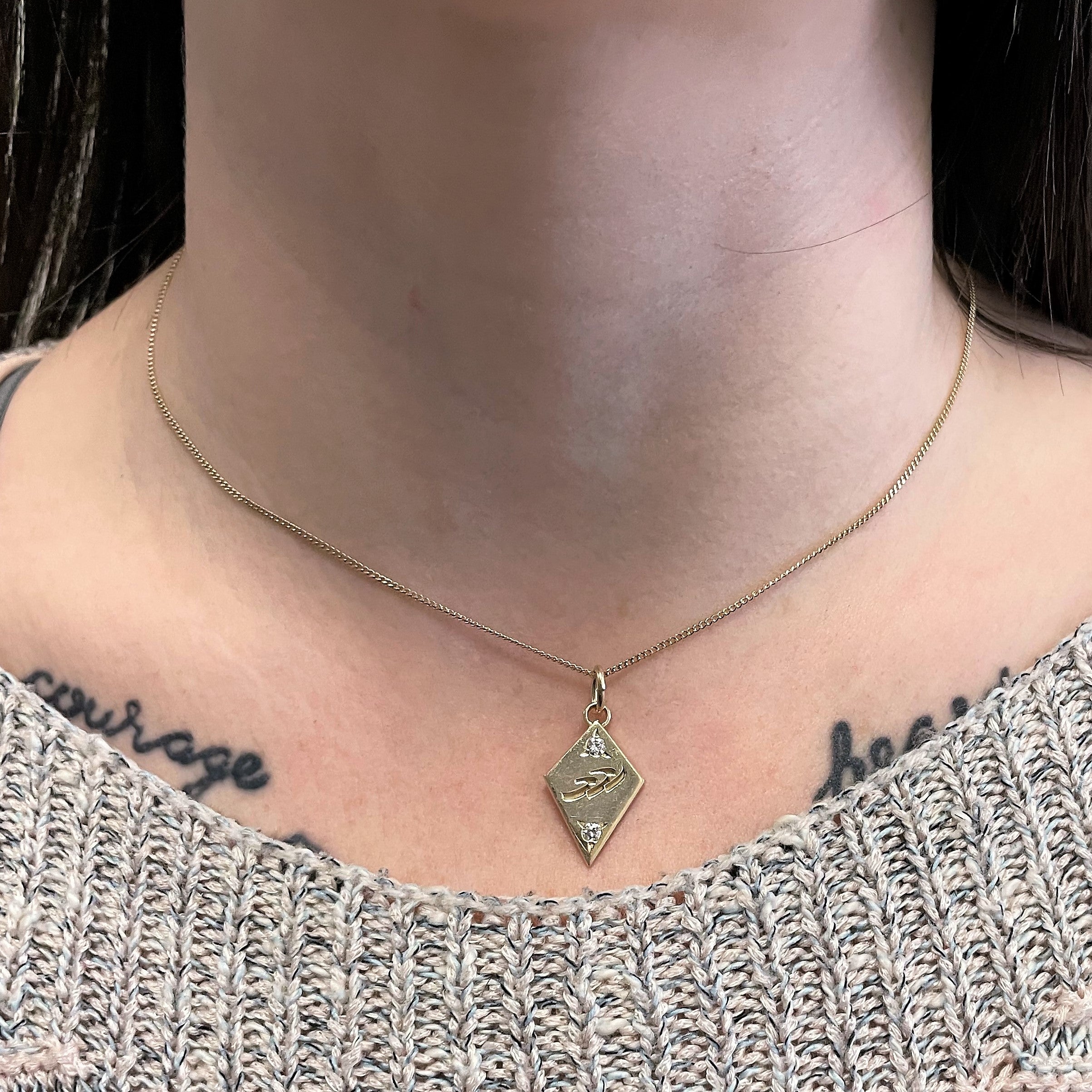 Flush Set Diamond Symbol Necklace | 0.18ctw | 16" |