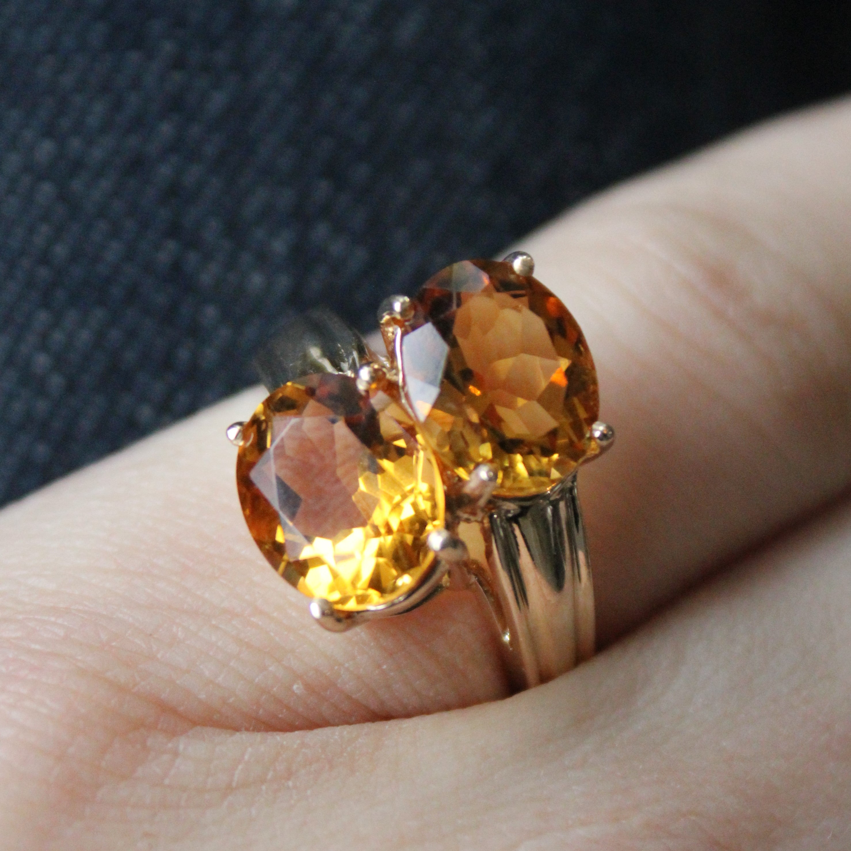 Bague Toi et Moi Citrine Bypass | 4,10 ct | Taille 7 |