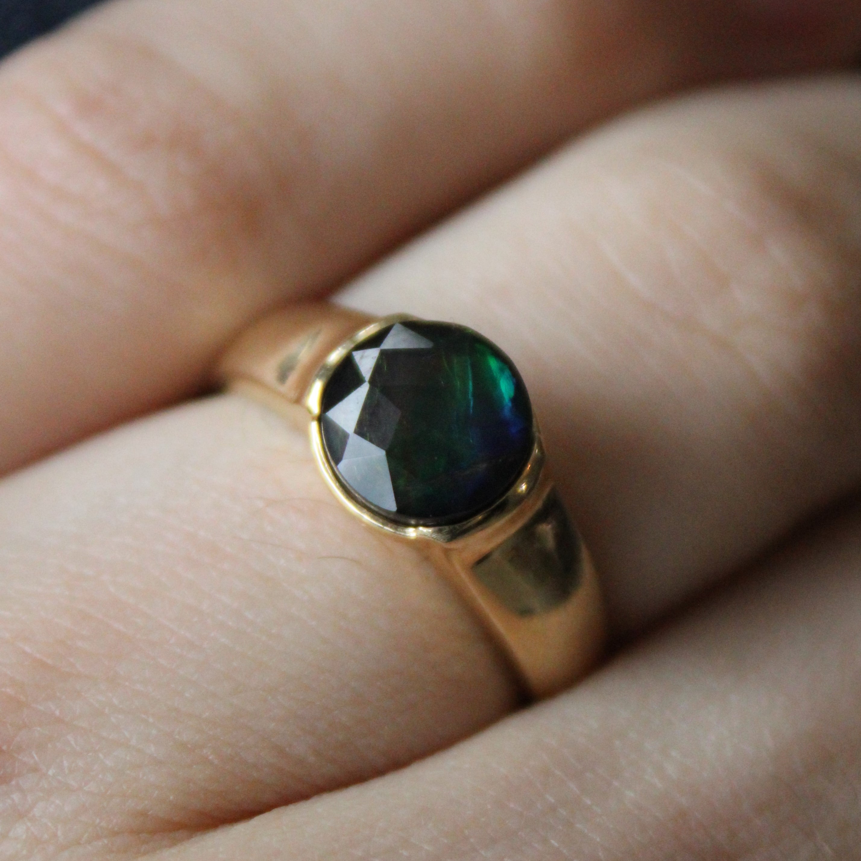 Faceted Ammolite Solitaire Ring | 1.80ct | SZ 6.75 |