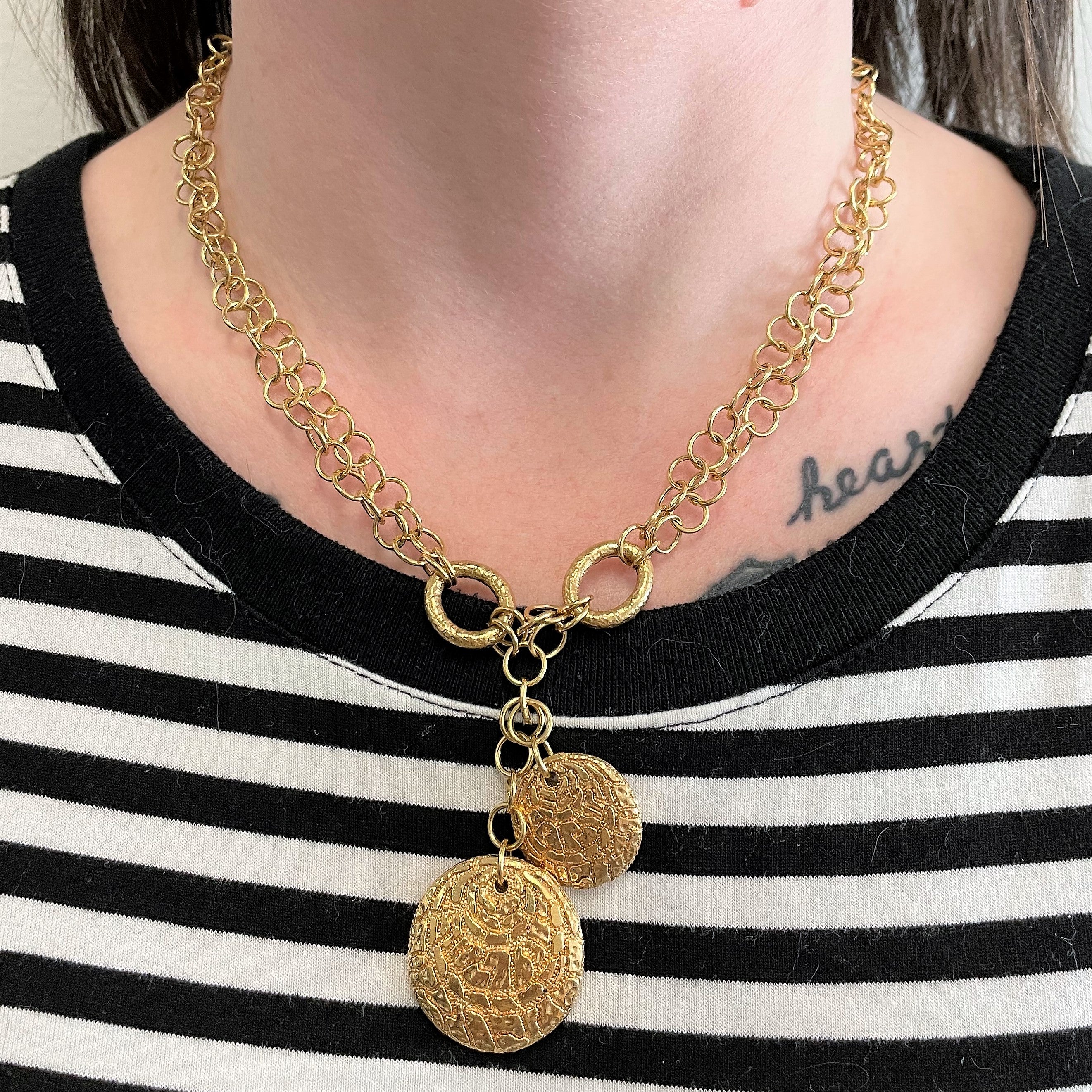 Layered Gold Textured Necklace | 17" |
