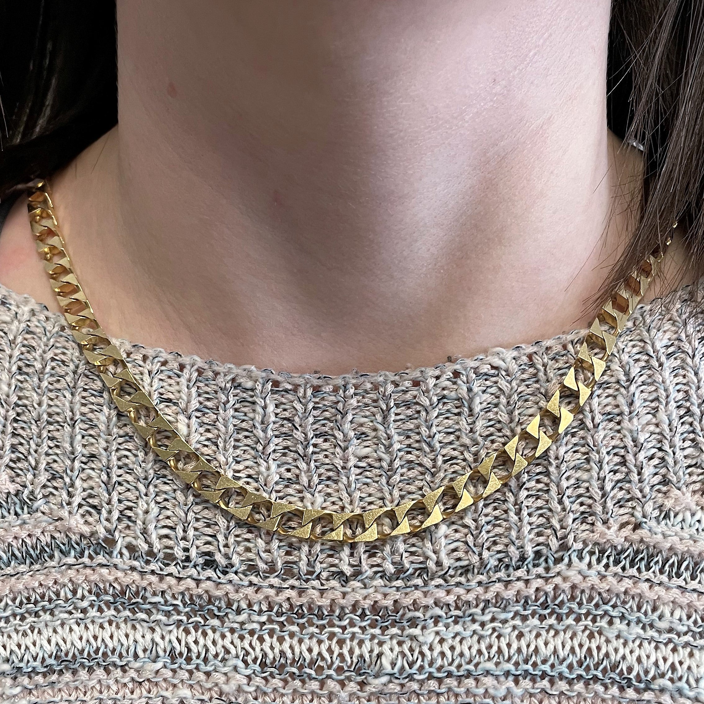 18k Square Curb Link Chain | 17" |