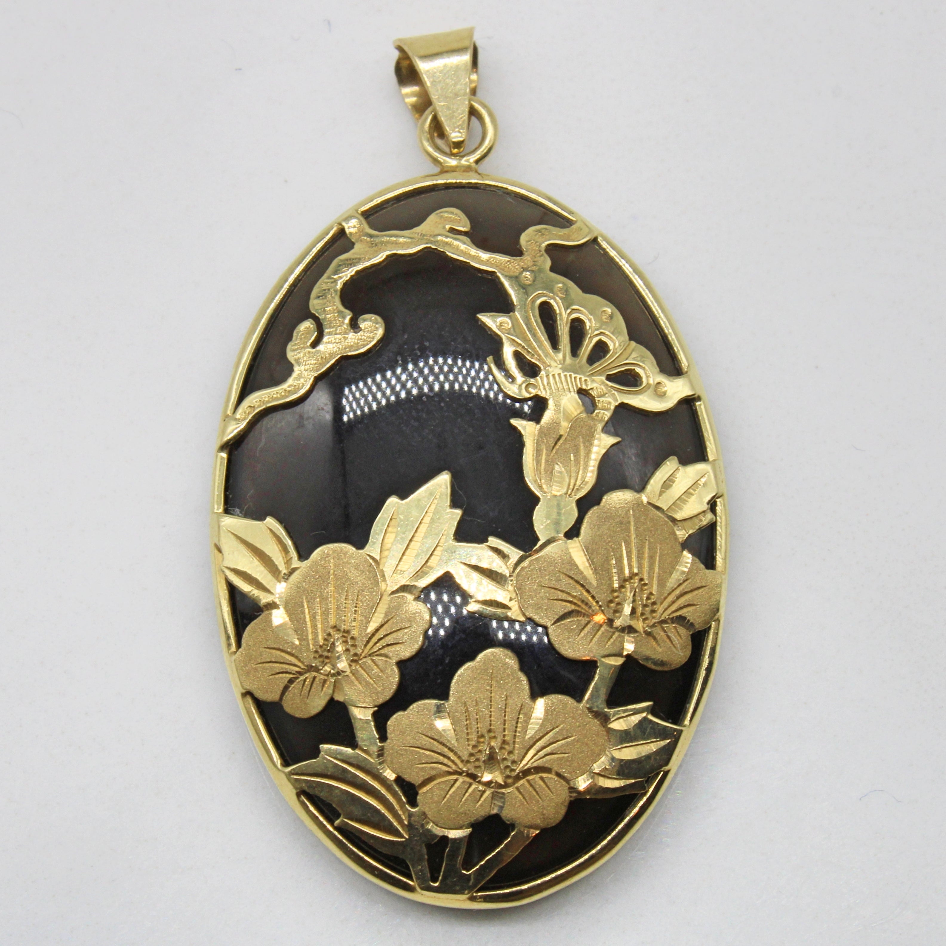 Floral Smoky Quartz Cabochon Pendant | 26.40ct |