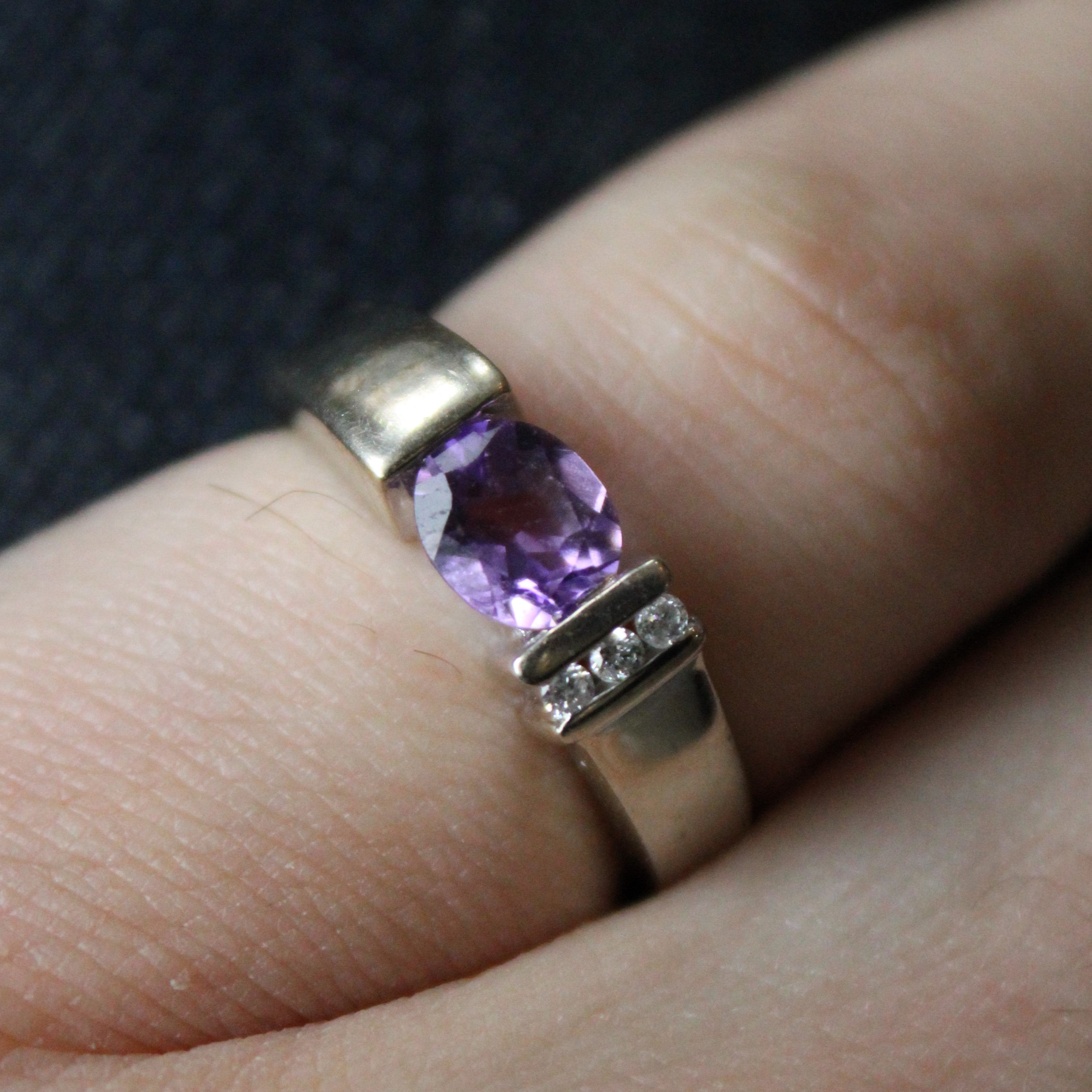 Tension Set Amethyst & Diamond Ring | 0.52ct, 0.03ctw | SZ 4.25 |
