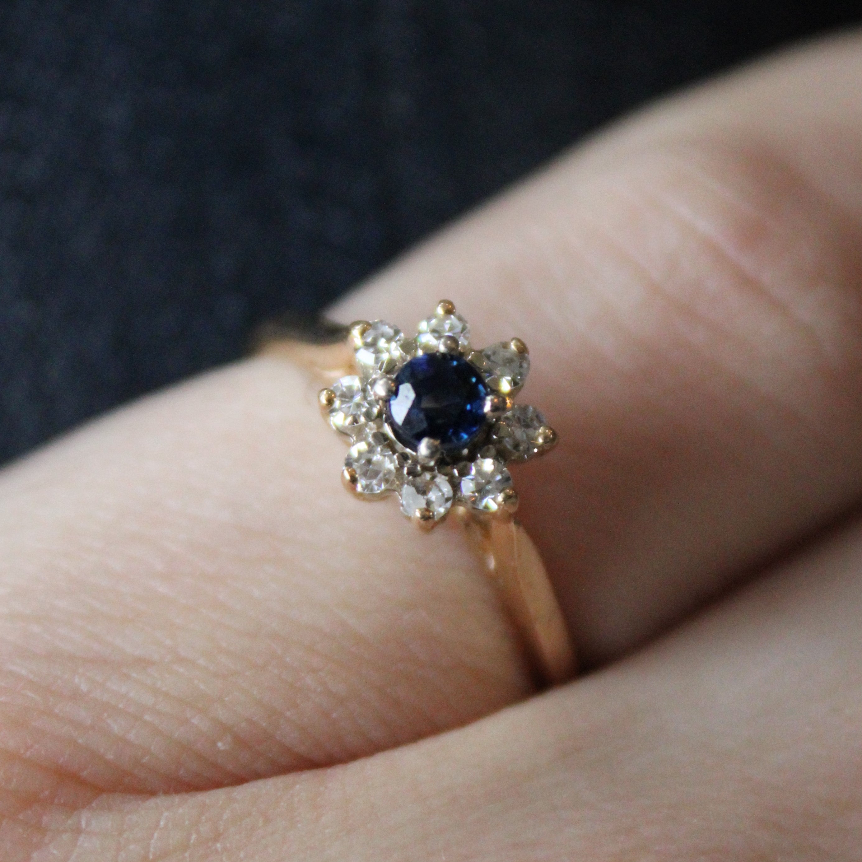 Petite High Set Sapphire & Diamond Ring | 0.17ct, 0.16ctw | SZ 5 |