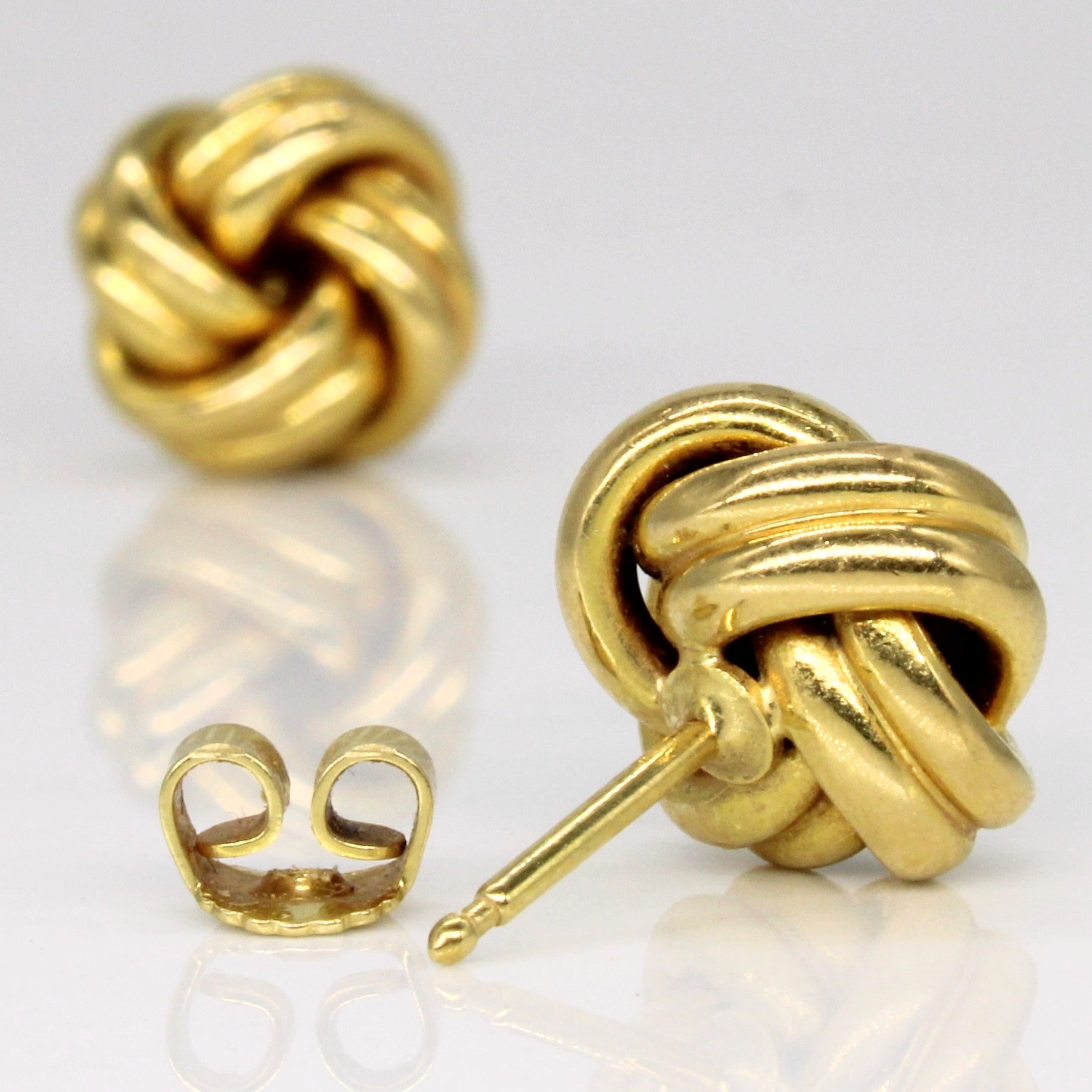 Yellow Gold Knot Stud Earrings |