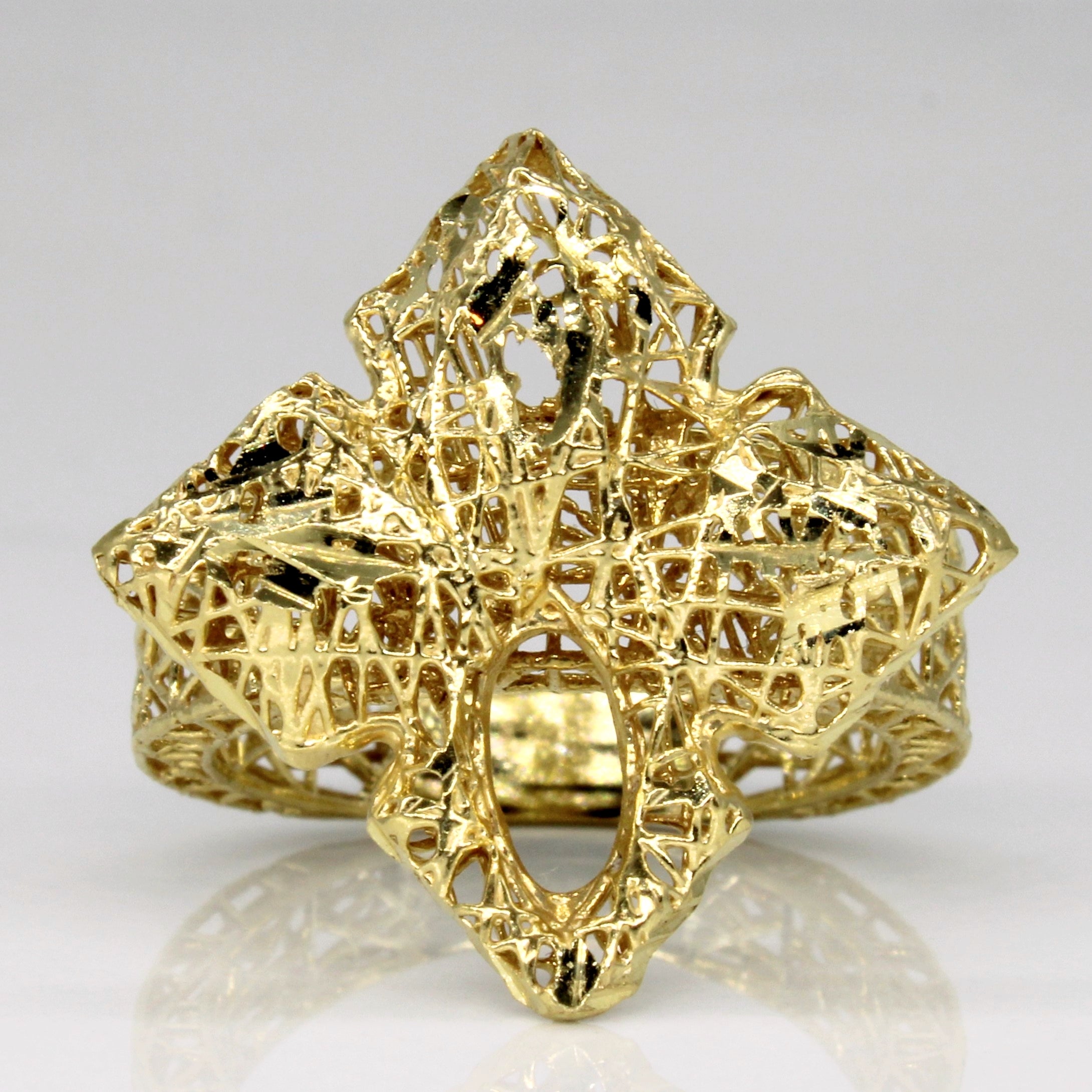 Yellow Gold Floral Lattice Ring | SZ 7.75 |