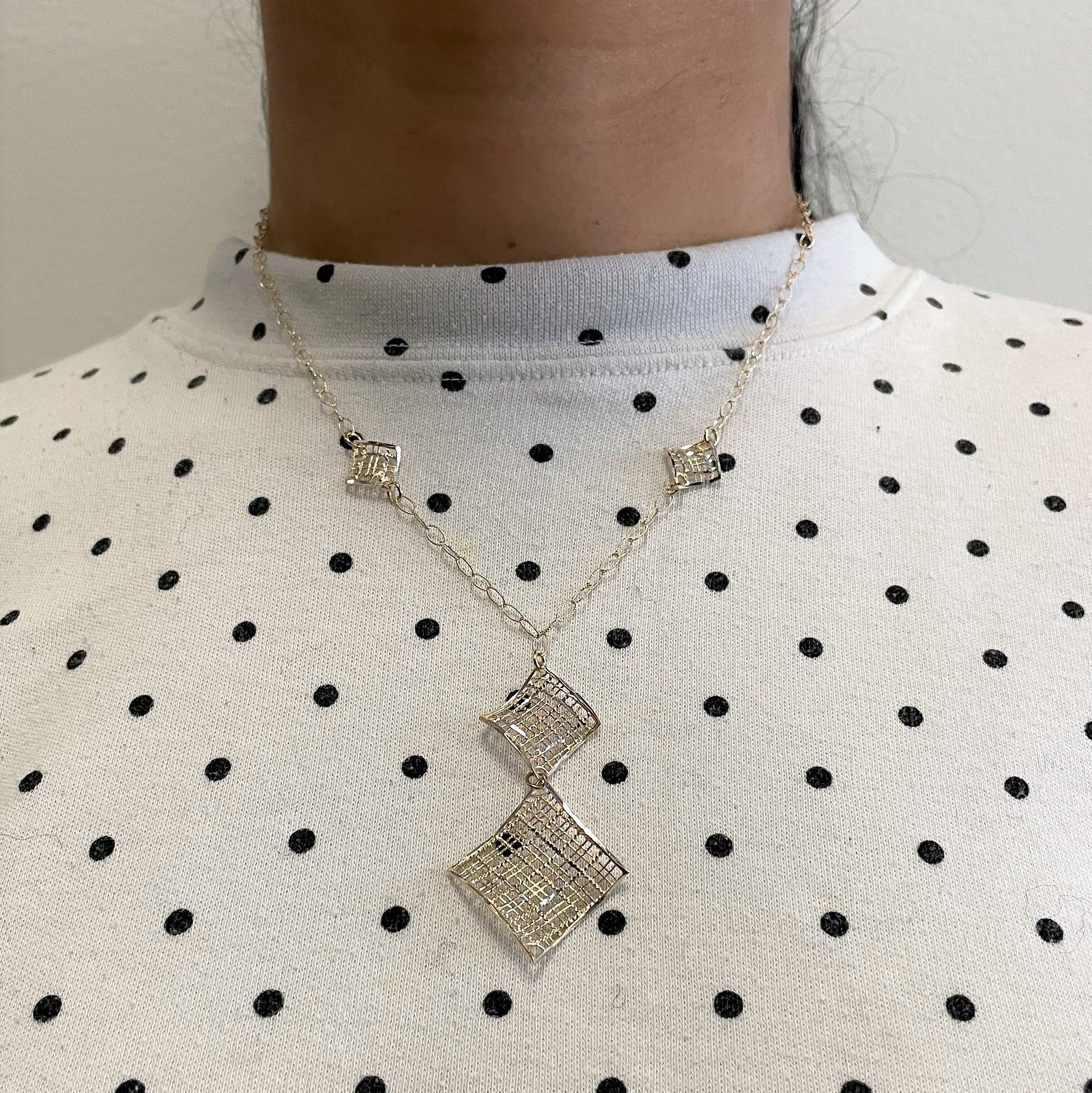 Filigree Two Tone Gold Necklace | 17" |