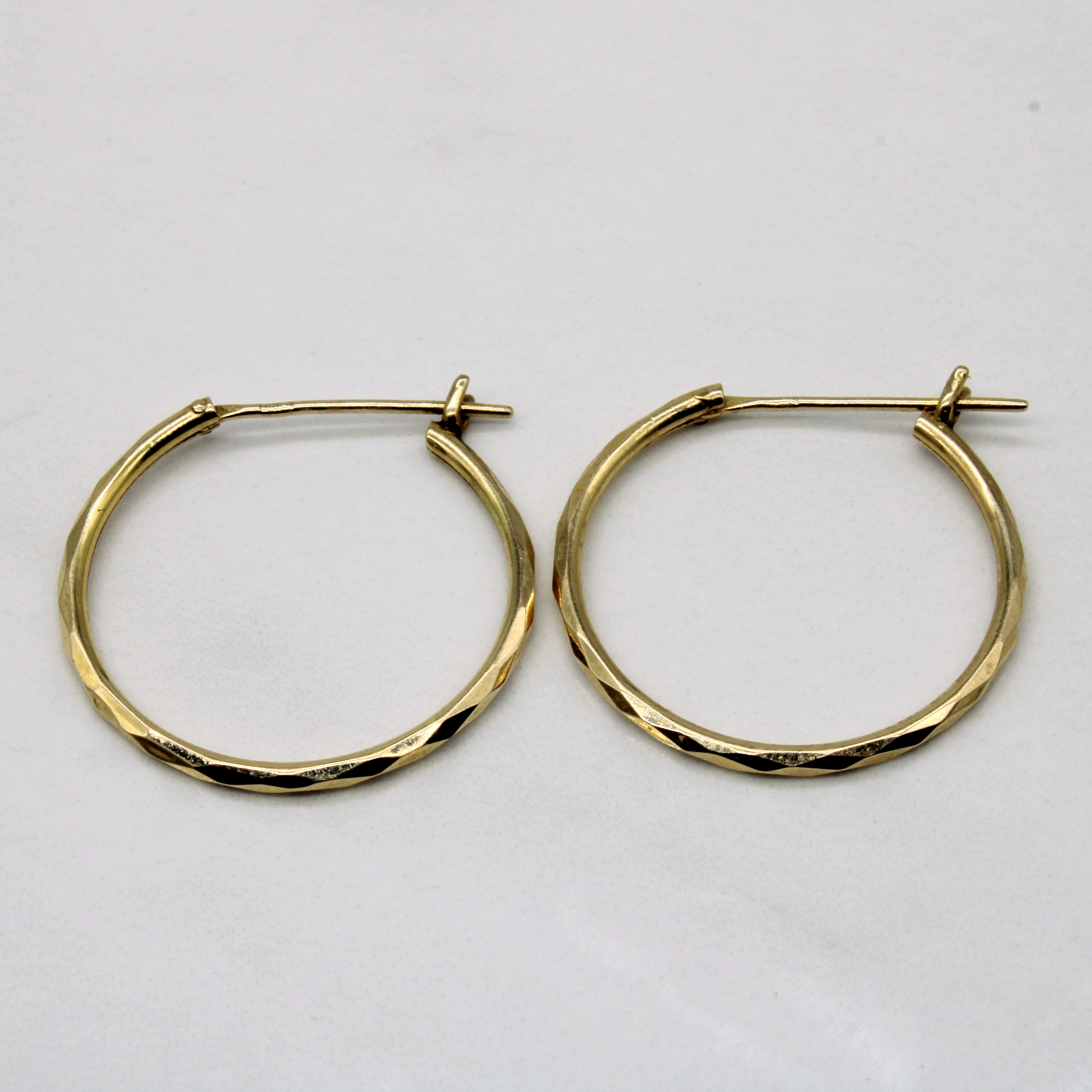 Faceted Gold Hoop Earrings |