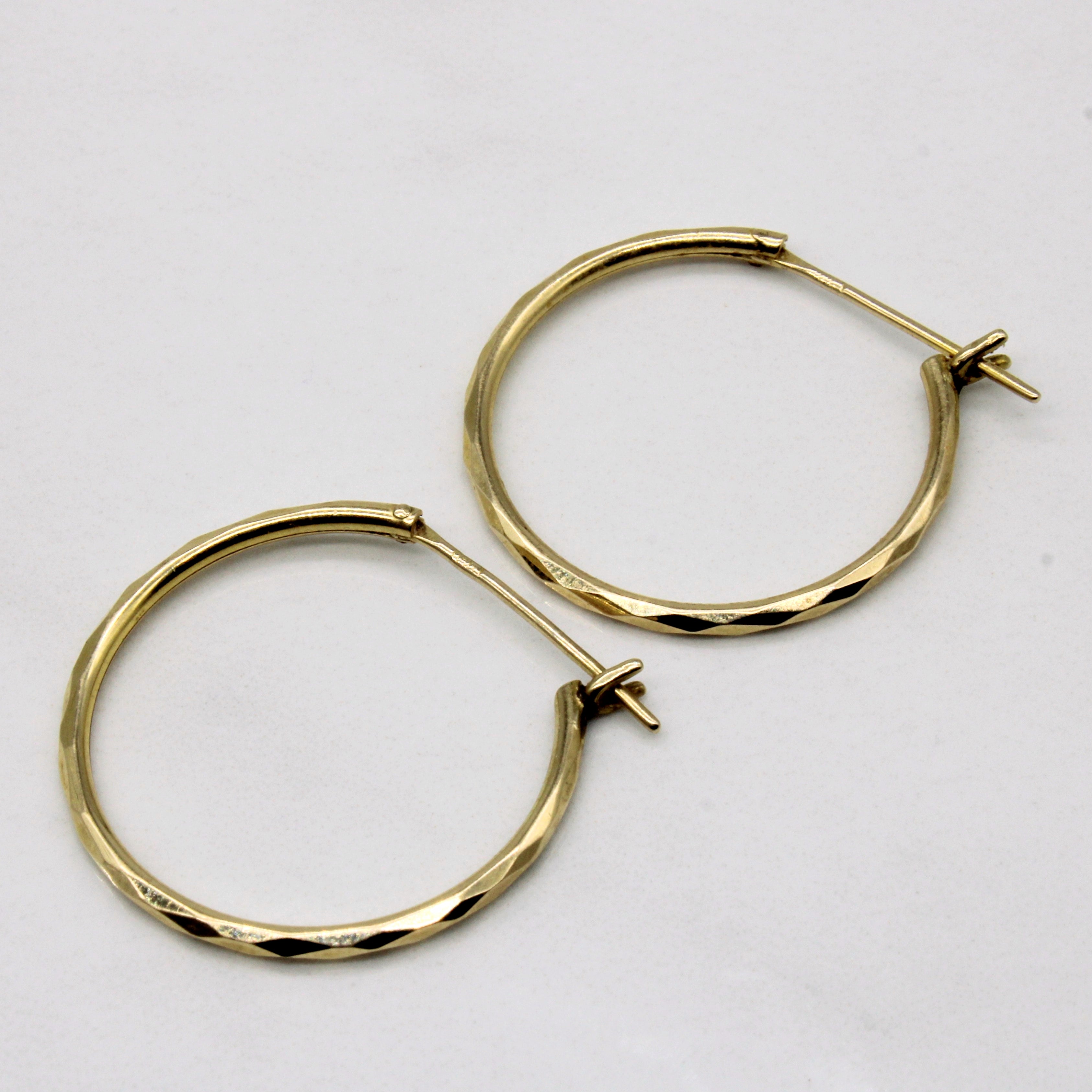 Faceted Gold Hoop Earrings |