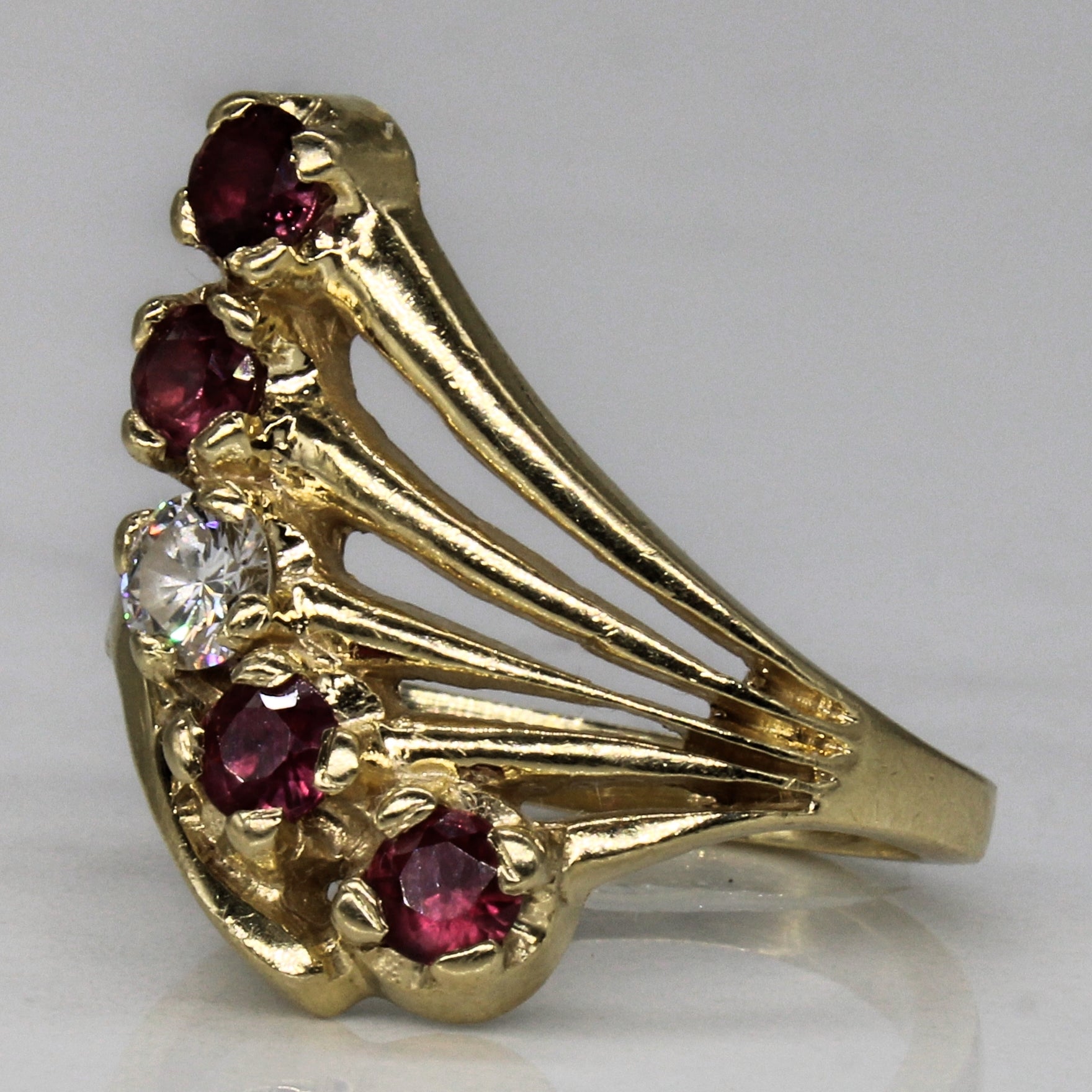 Ruby & Diamond Abstract Ring | 0.68ctw, 0.25ct | SZ 7.25 |