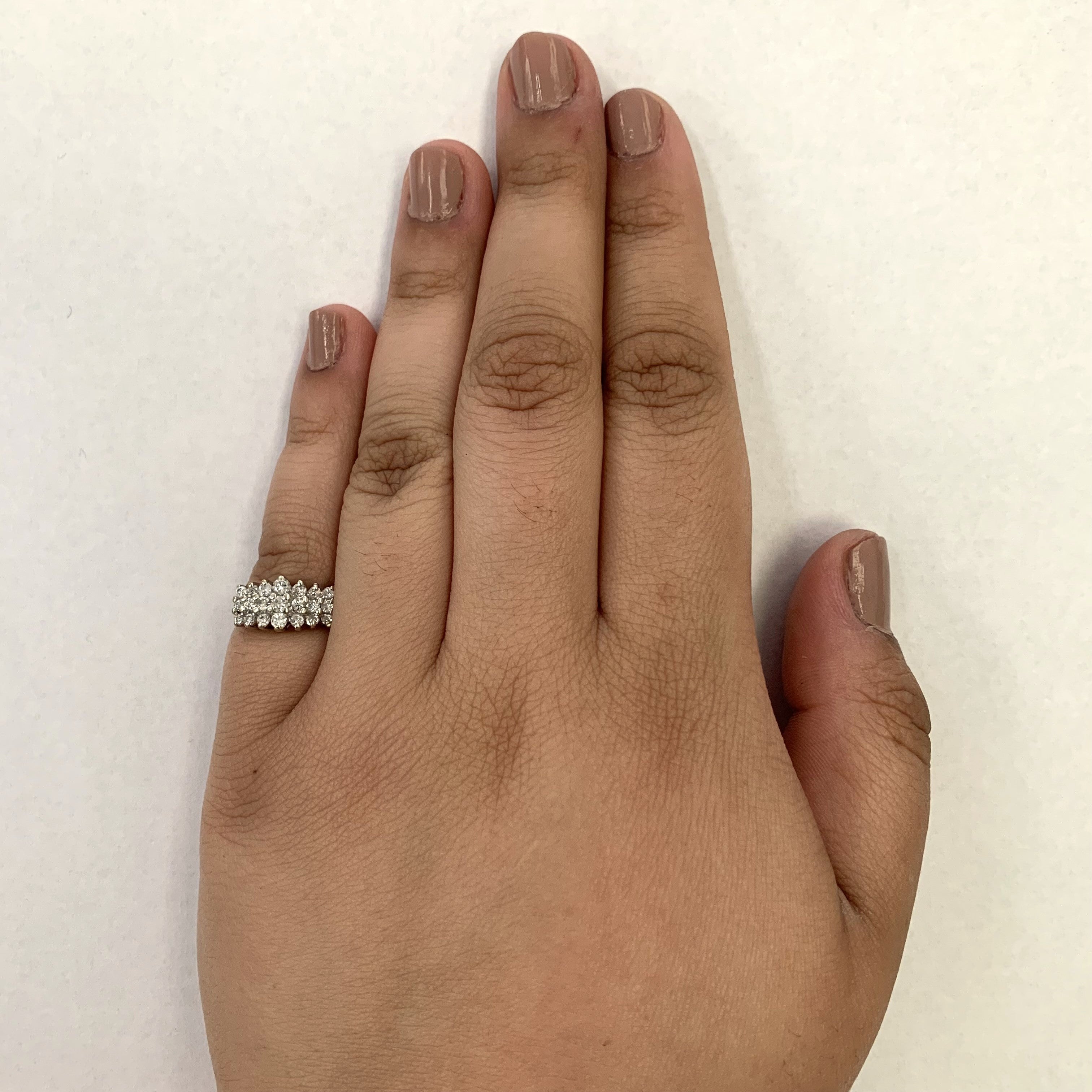 Bague à triple rangée de diamants | 0,60 ct | Taille 5,25 |