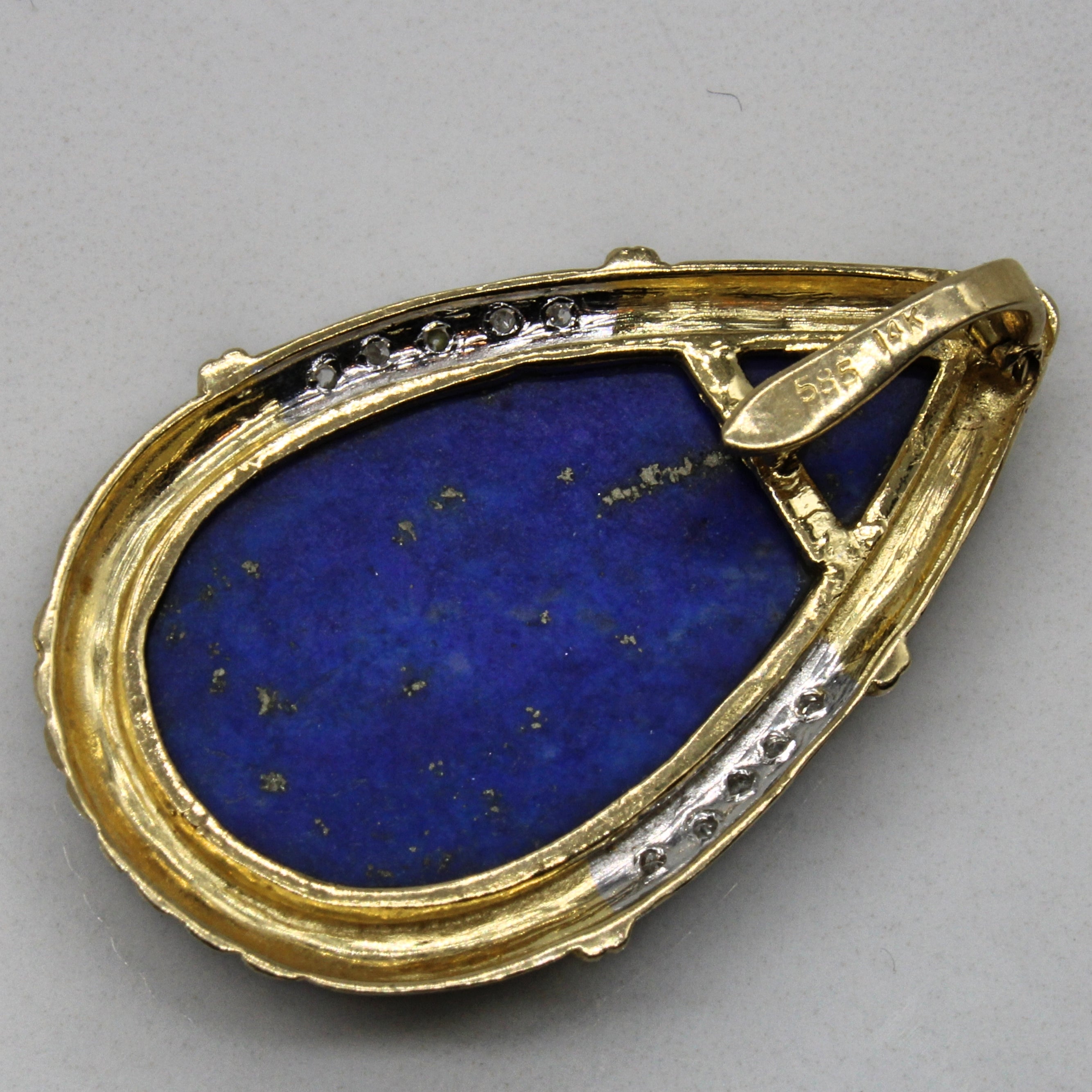 Lapis Lazuli & Diamond Teardrop Pendant | 16.00ct, 0.05ctw |