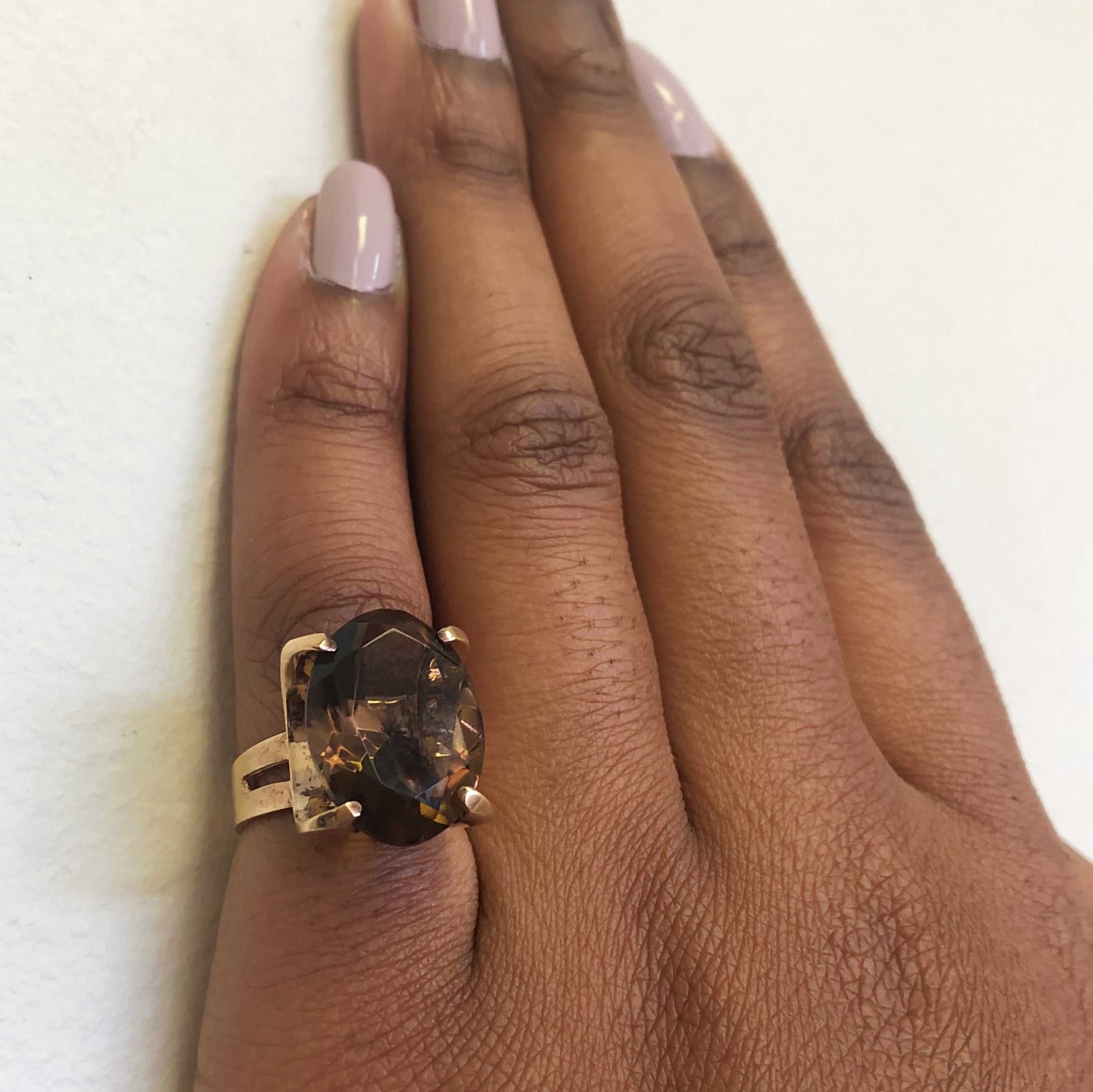 Smokey Quartz Cocktail Ring | 12.50ct | SZ 5.5 |