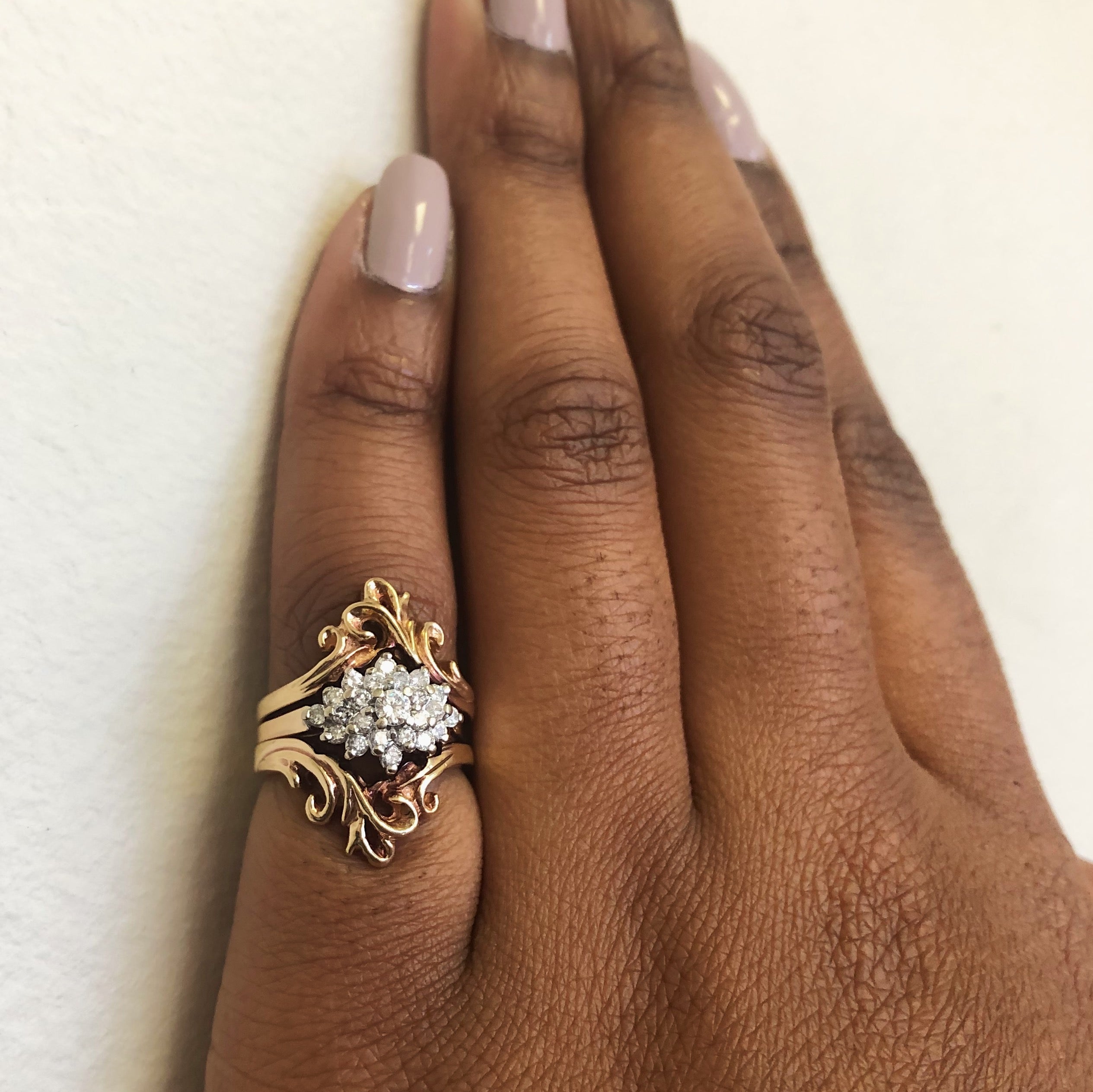 Bague cocktail ornée de diamants | 0,41 ct | Taille 4,5 |