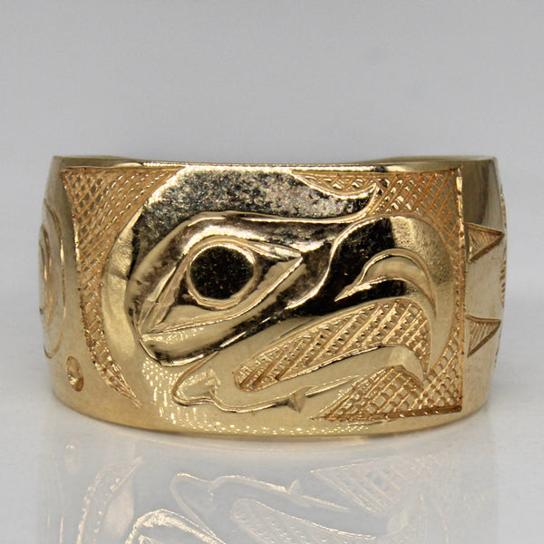 14k Yellow Gold Indigenous Eagle Art Ring | SZ 6 |