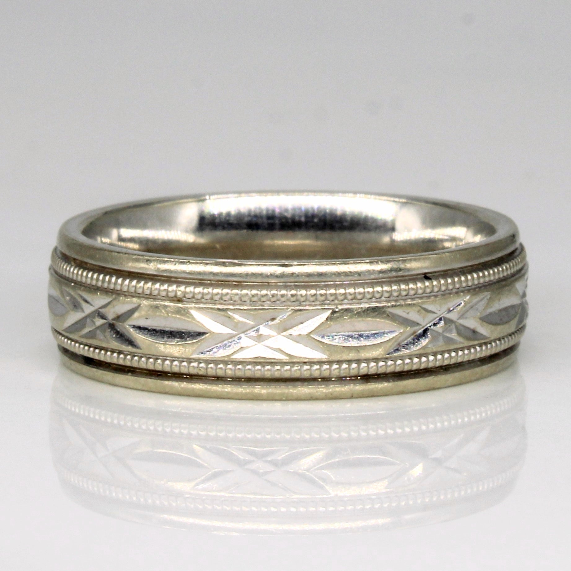 White Gold Patterned Band | SZ 8 |