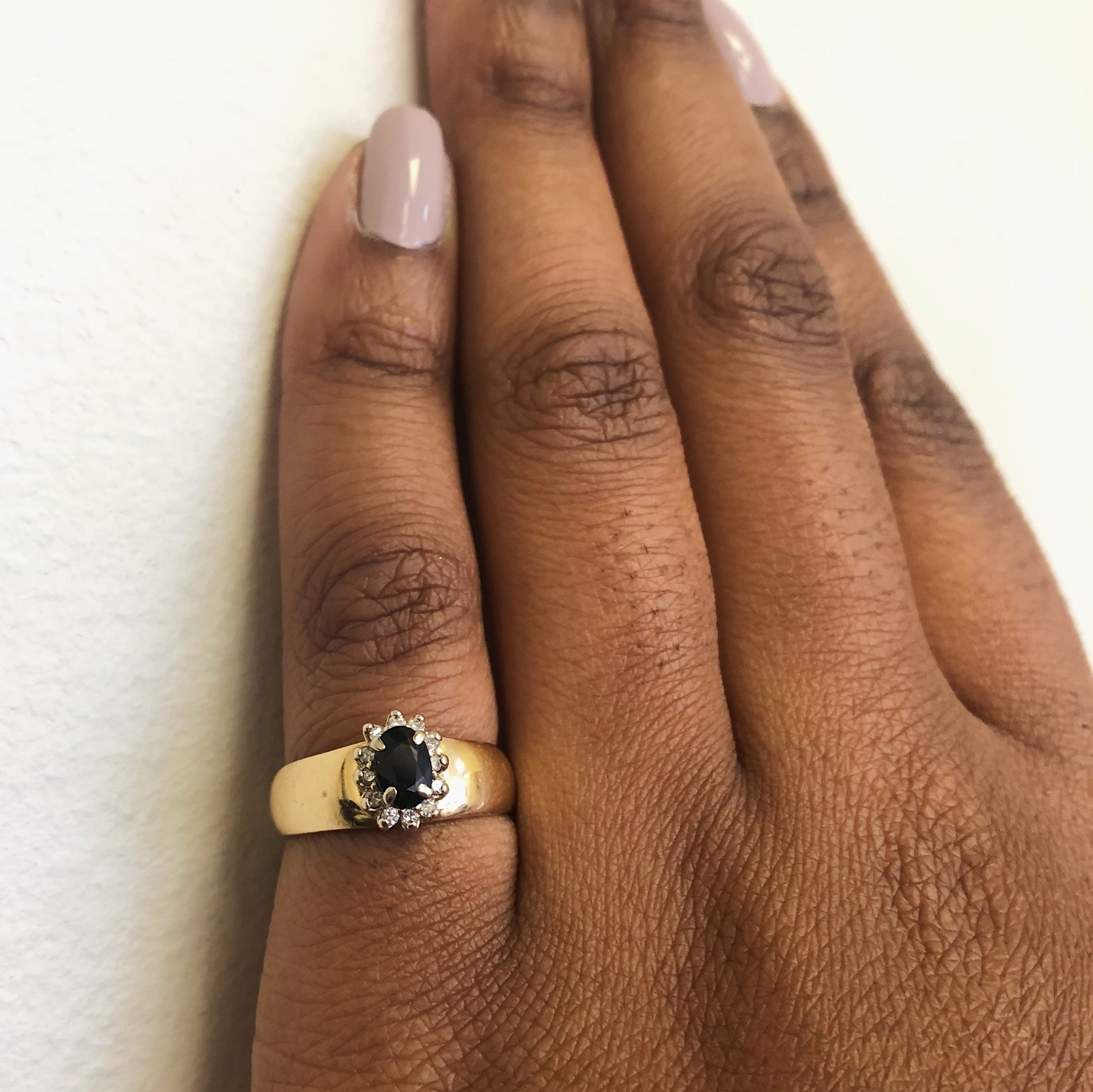 Oval Sapphire & Diamond Halo Ring | 0.60ct, 0.12ctw | SZ 6.5 |