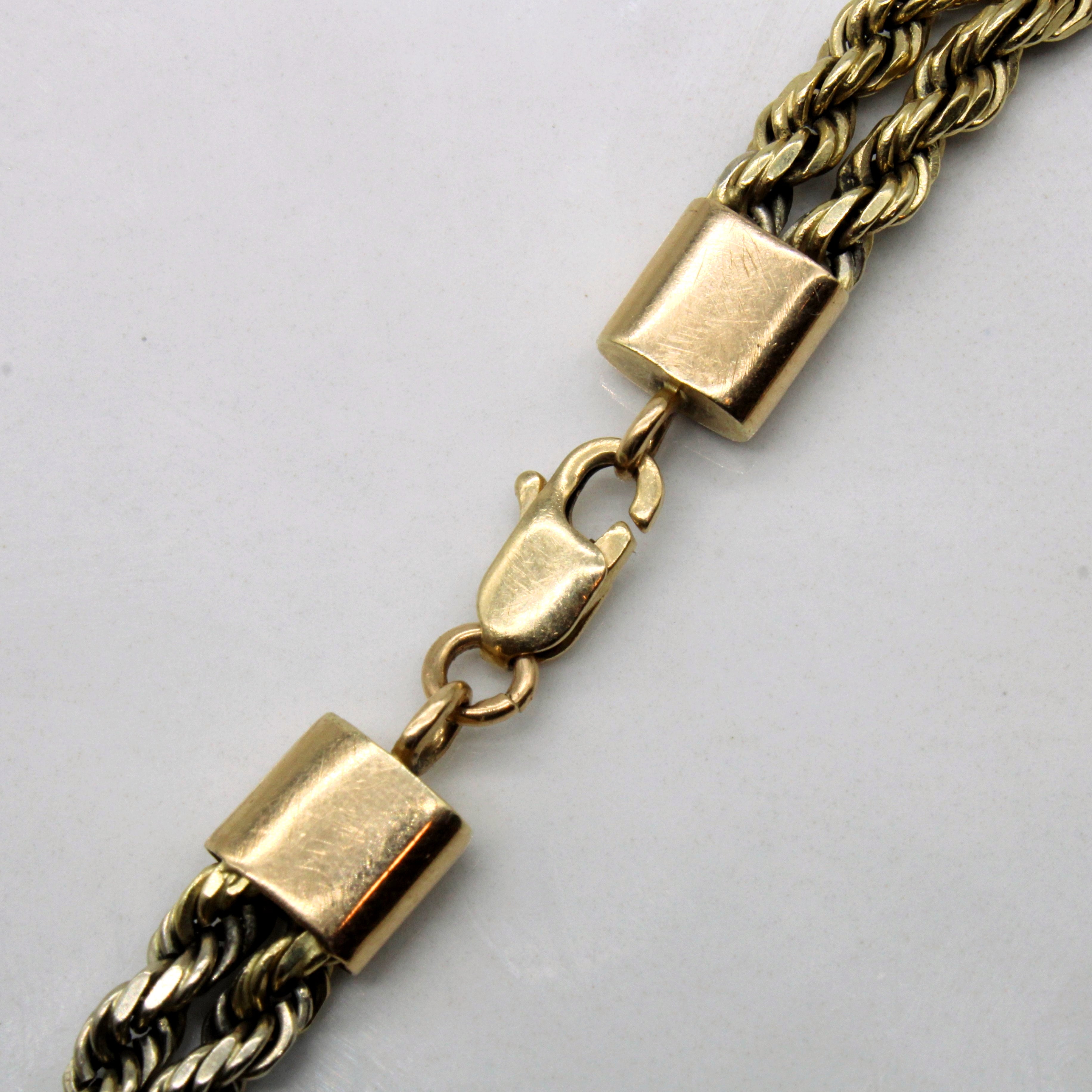 Tri Tone Gold Rope Chain Bracelet | 8" |