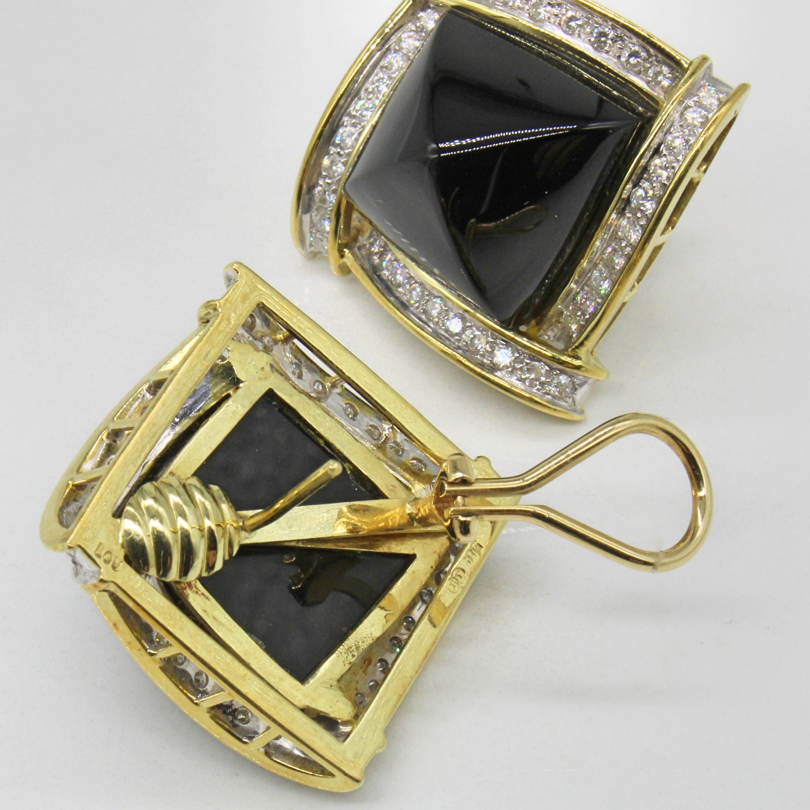 Onyx & Diamond Cocktail Earrings | 50.00ctw, 1.20ctw |