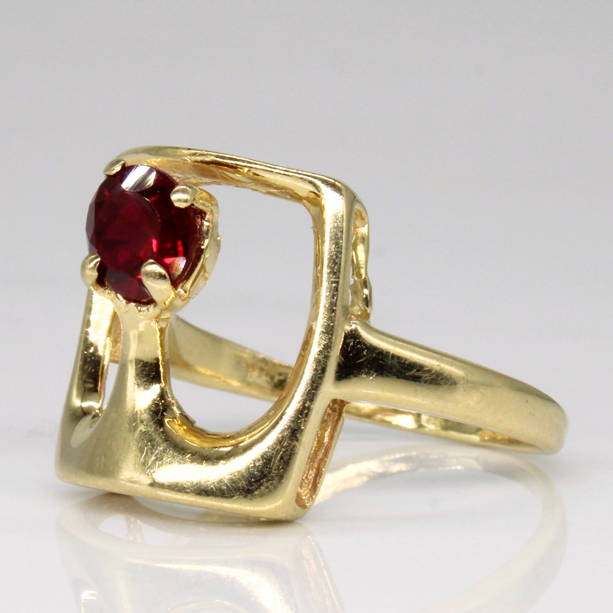 Synthetic Ruby Abstract Ring | 0.75ct | SZ 7 |