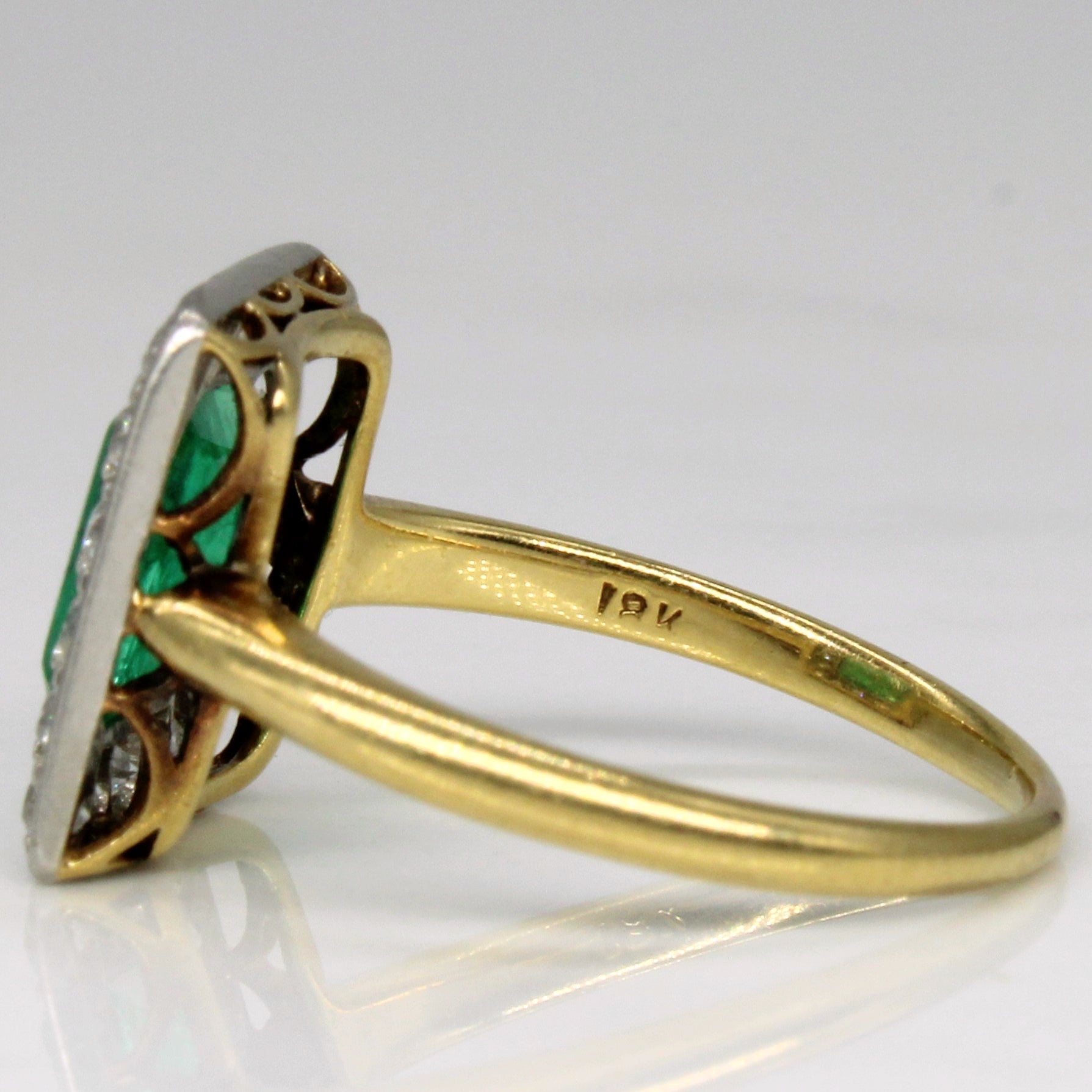Mid Century Emerald & Diamond Engagement Ring | 0.95ct, 0.45ctw | SZ 5 |