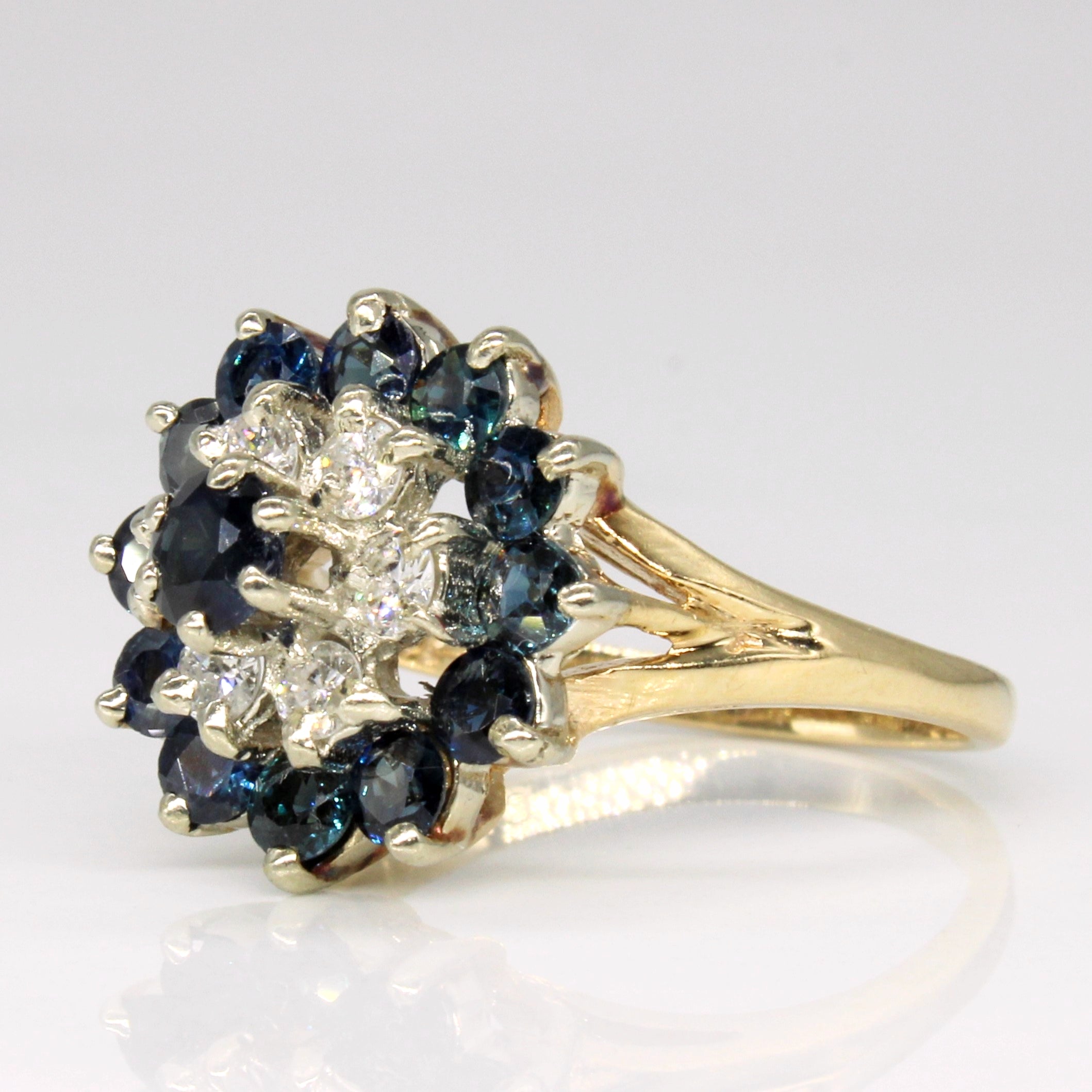 High Set Sapphire & Diamond Cocktail Ring | 1.35ctw, 0.28ctw | SZ 6.5 |