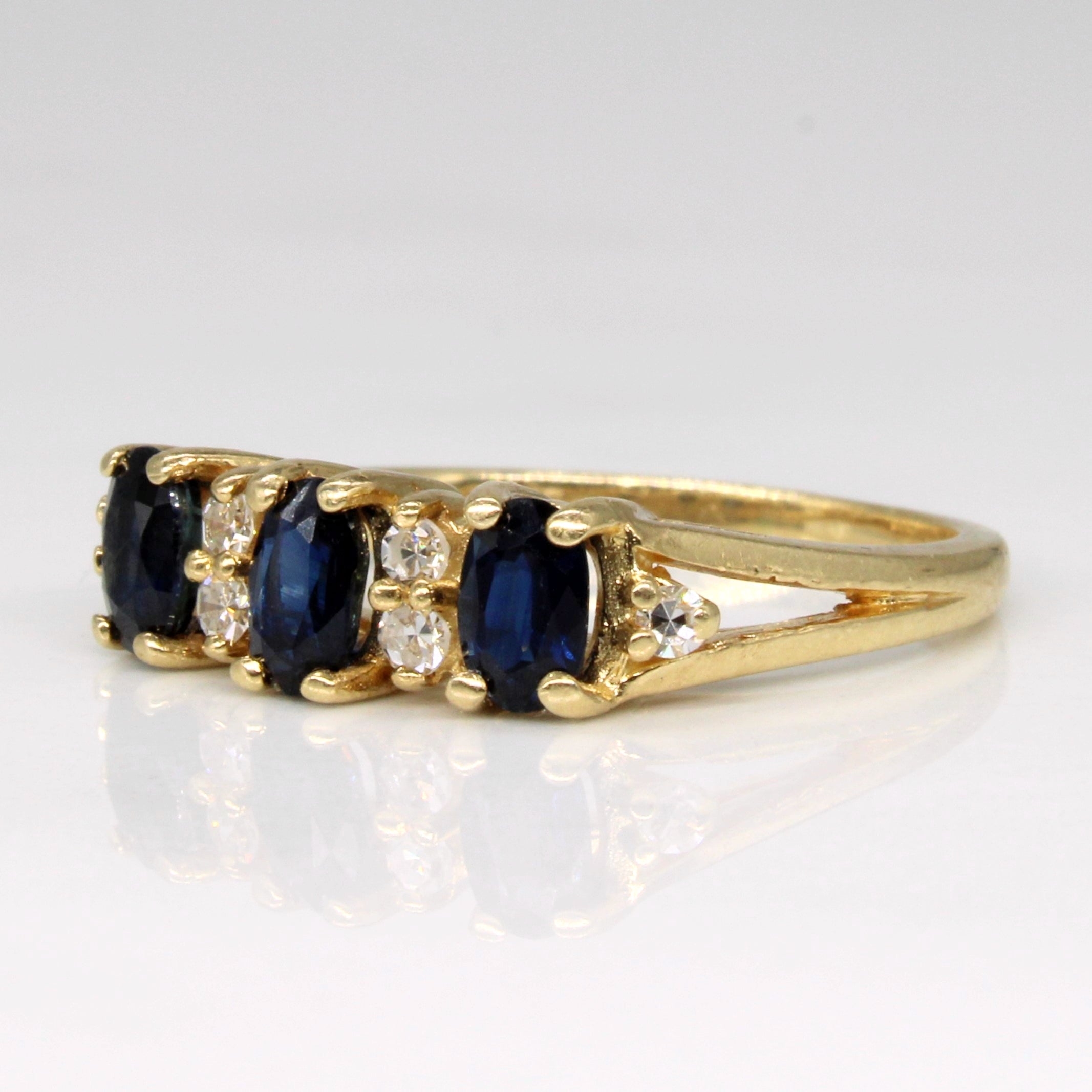 Sapphire & Diamond Three Stone Ring | 0.62ctw, 0.06ctw | SZ 5.25 |